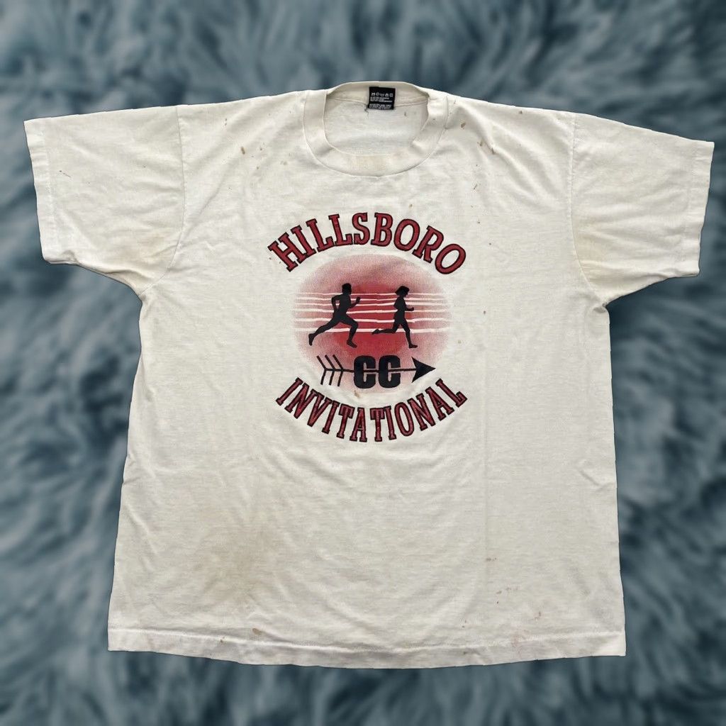 Fruit Of The Loom VINTAGE Fruit of the Loom Hillsboro Cross Country Invitational T-Shirt Adult XL White White Graphic Tee Mens XL Florida Theme 70s-90s Style Size US XL / EU 56 / 4 - 1 Thumbnail