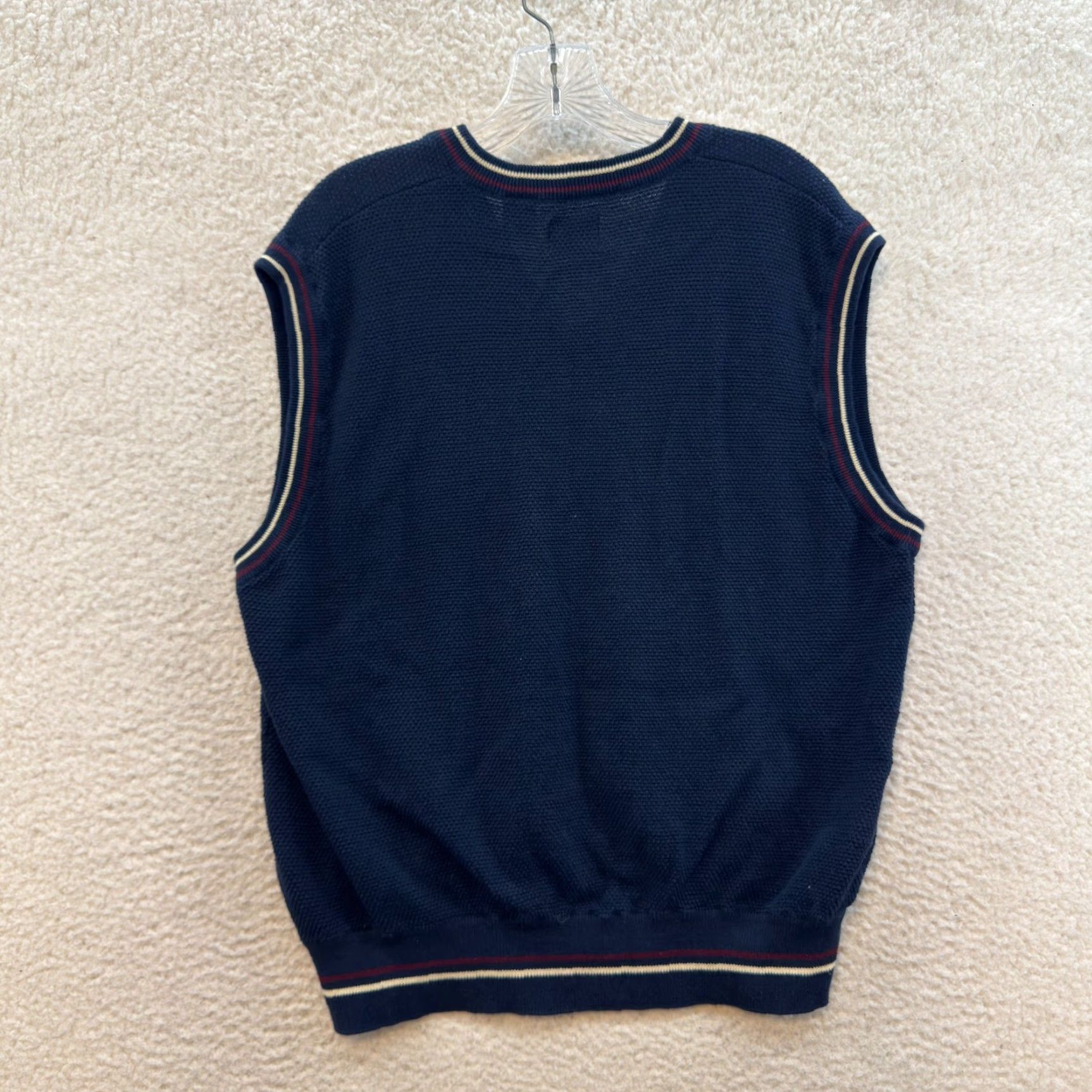 Bugle Boy VINTAGE Y2K Skater Grunge Sweater Vest Large Mens Navy Preppy Academia Grandpa Size US L / EU 52-54 / 3 - 2 Thumbnail
