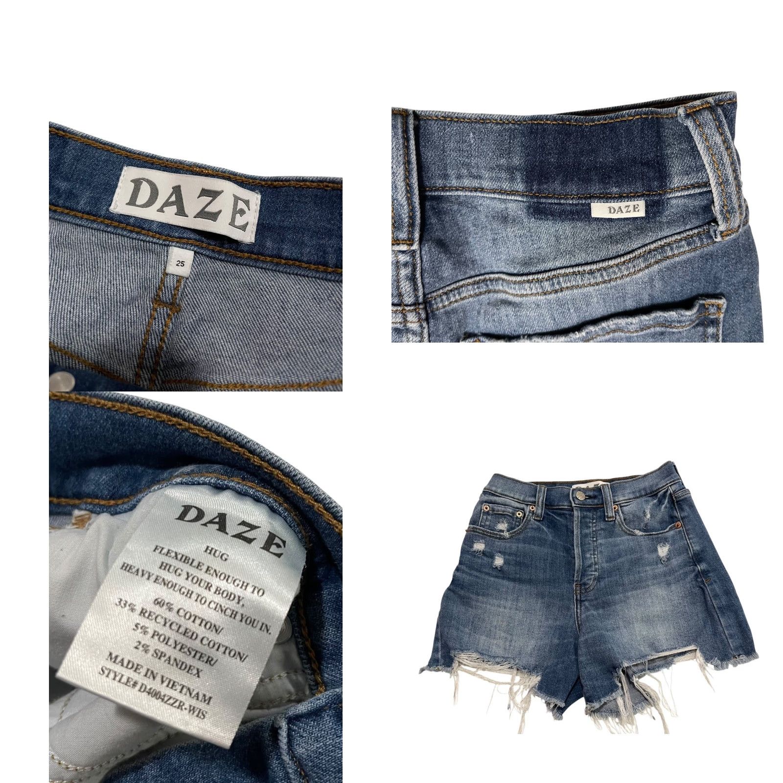 Denime Daze Shorts Womens Size 25 Blue Hug Stretch Denim Jean Shorts Size 42" / US 20 - 8 Thumbnail