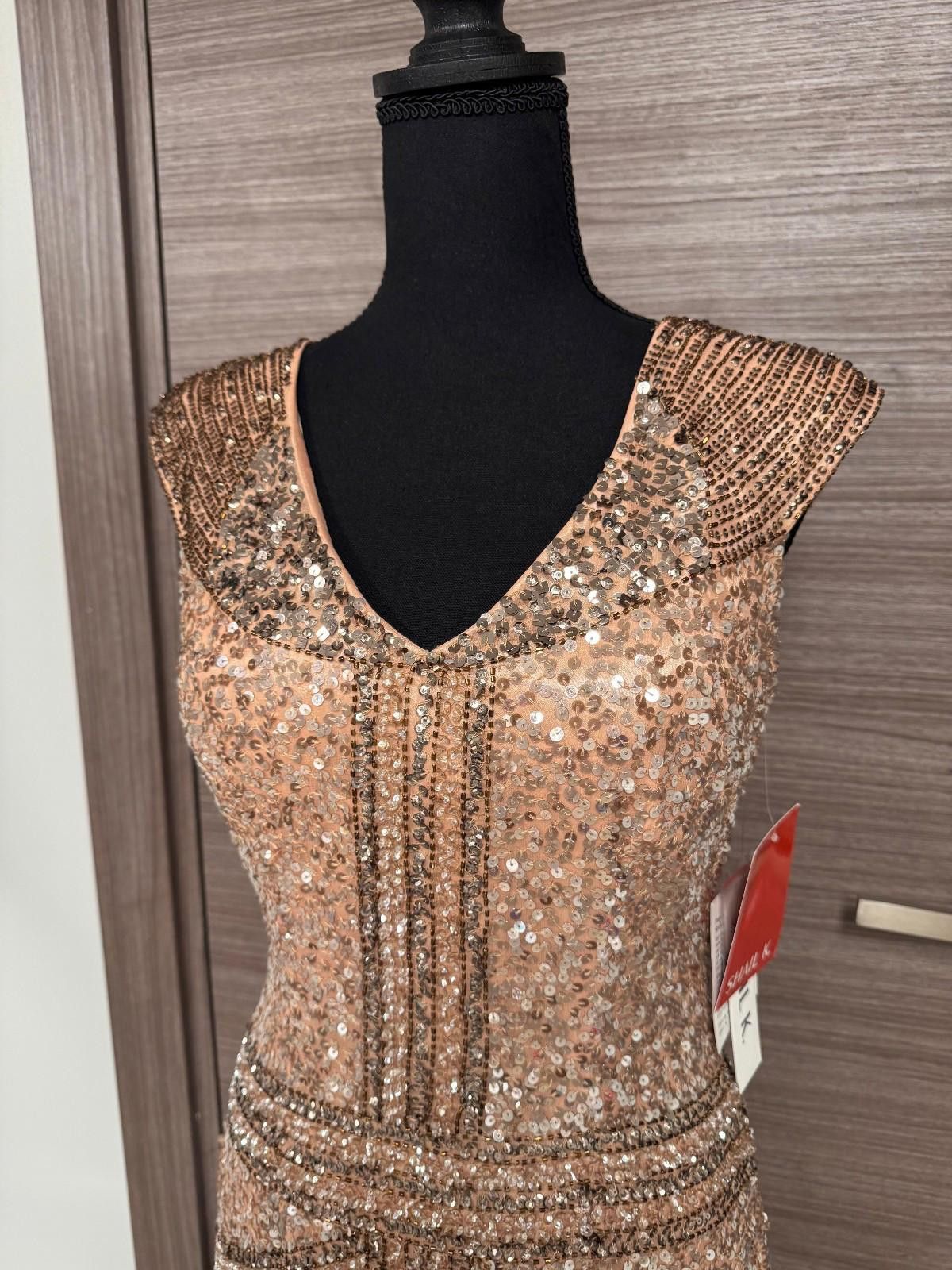 Other Shail K Sequin Cocktail Dress Sz 8 Rose Gold Sleeveless Silk Size M / US 6-8 / IT 42-44 - 2 Thumbnail