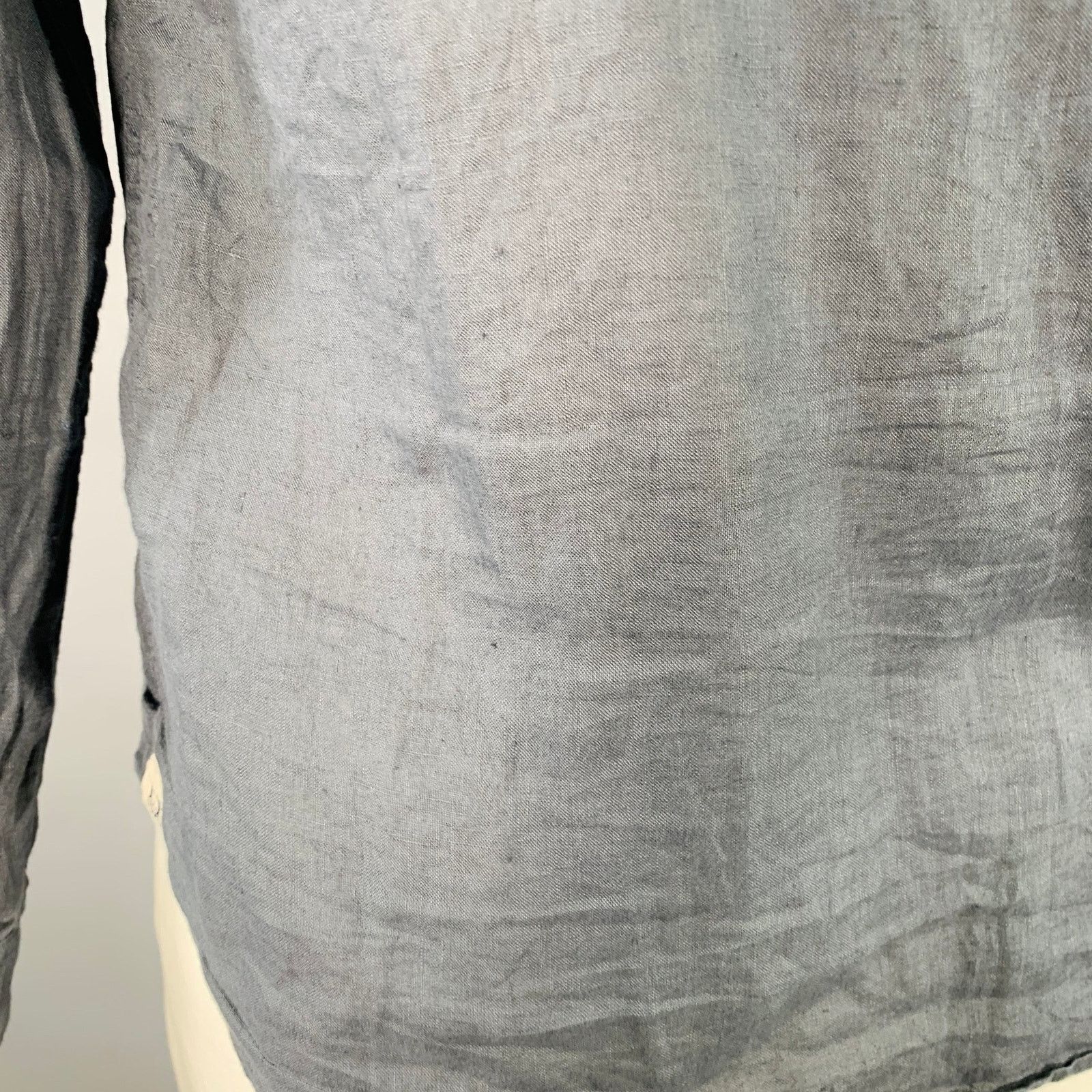 C.P. Company Grey Linen One Pocket Spread Collar Long Sleeve Shirt Size US L / EU 52-54 / 3 - 5 Thumbnail