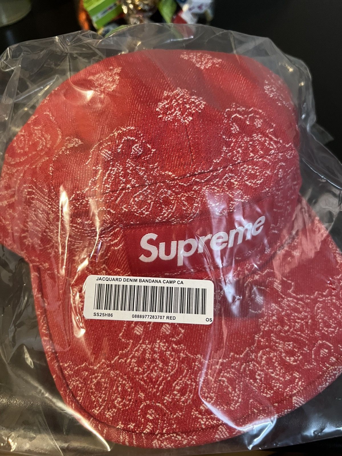Supreme Bandana Jacquard Denim Camp Cap Red Size ONE SIZE - 2 Thumbnail