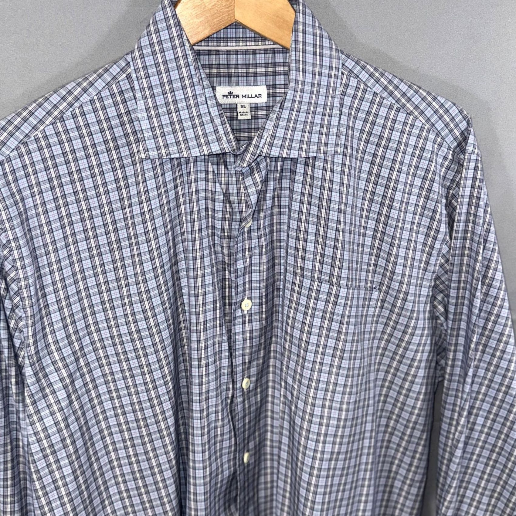 Peter Millar Peter Millar Shirt Mens XL Blue Gray Plaid Button Front Stretch Pocket Size US XL / EU 56 / 4 - 3 Thumbnail
