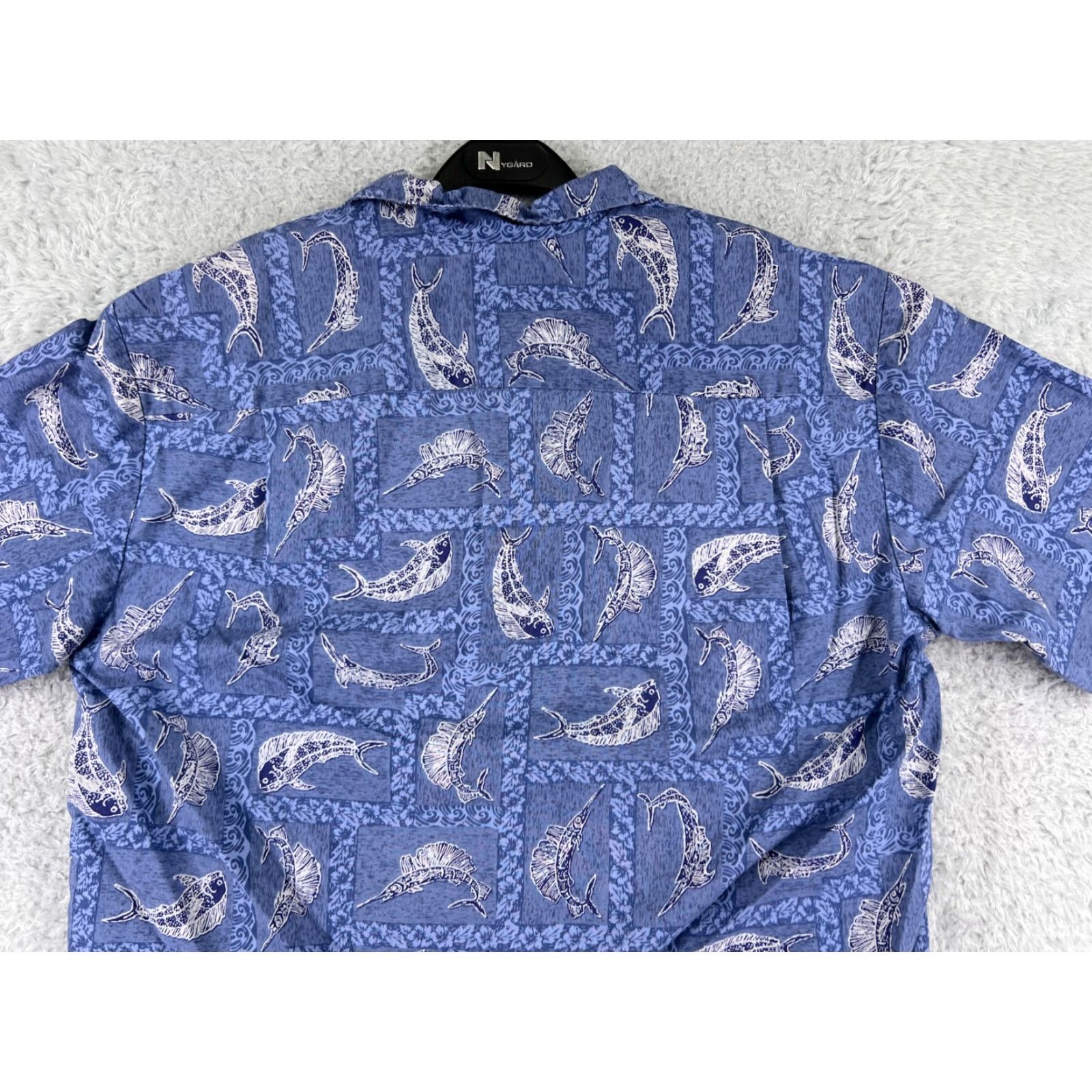 ALOHAS VINTAGE Ho Aloha Shirt Mens Blue Hawaiian Floral Button-Up Large L Size US L / EU 52-54 / 3 - 6 Thumbnail