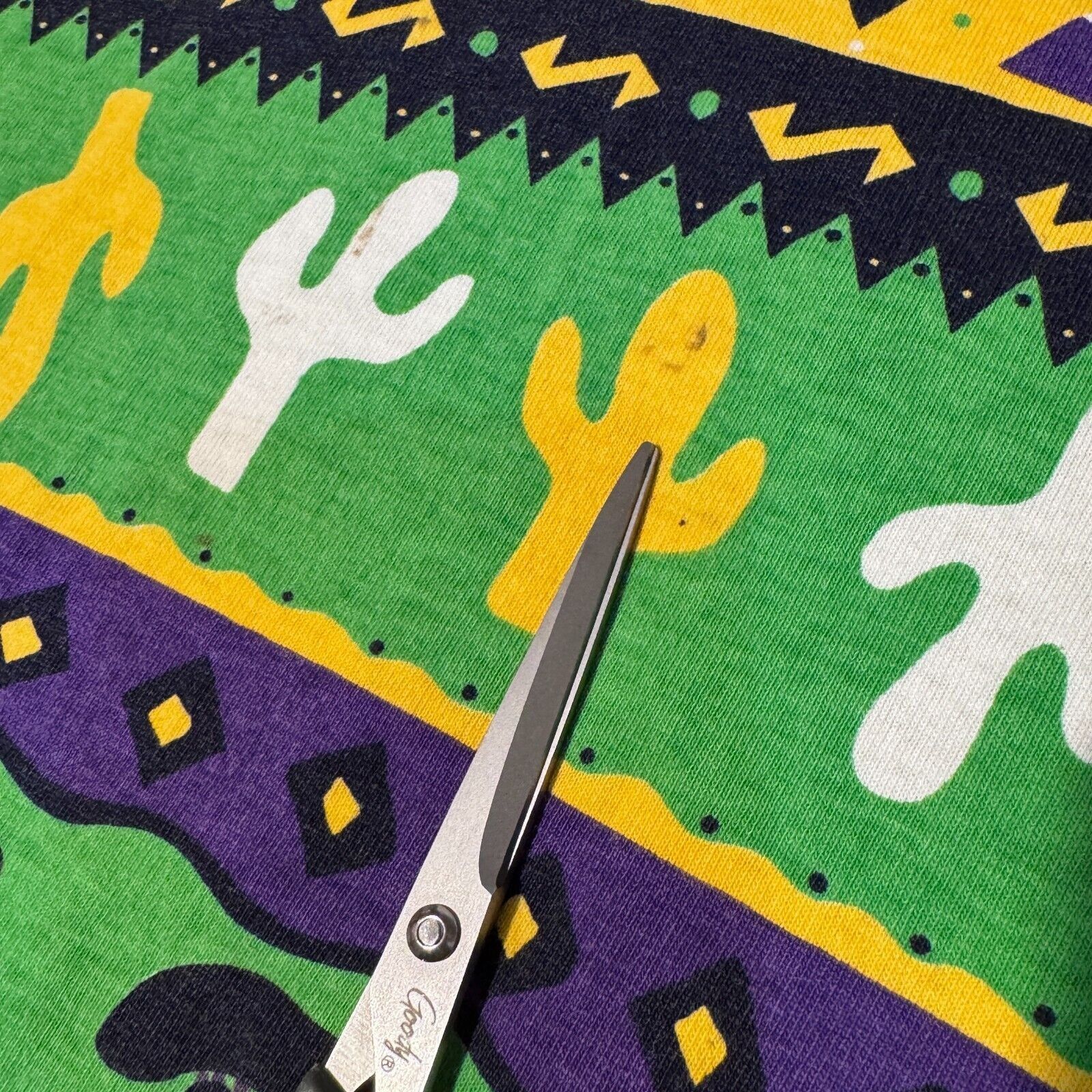 Vintage Vintage 80s Texas Southwestern Border Green/Purple AOP Retro Size US XL / EU 56 / 4 - 3 Thumbnail