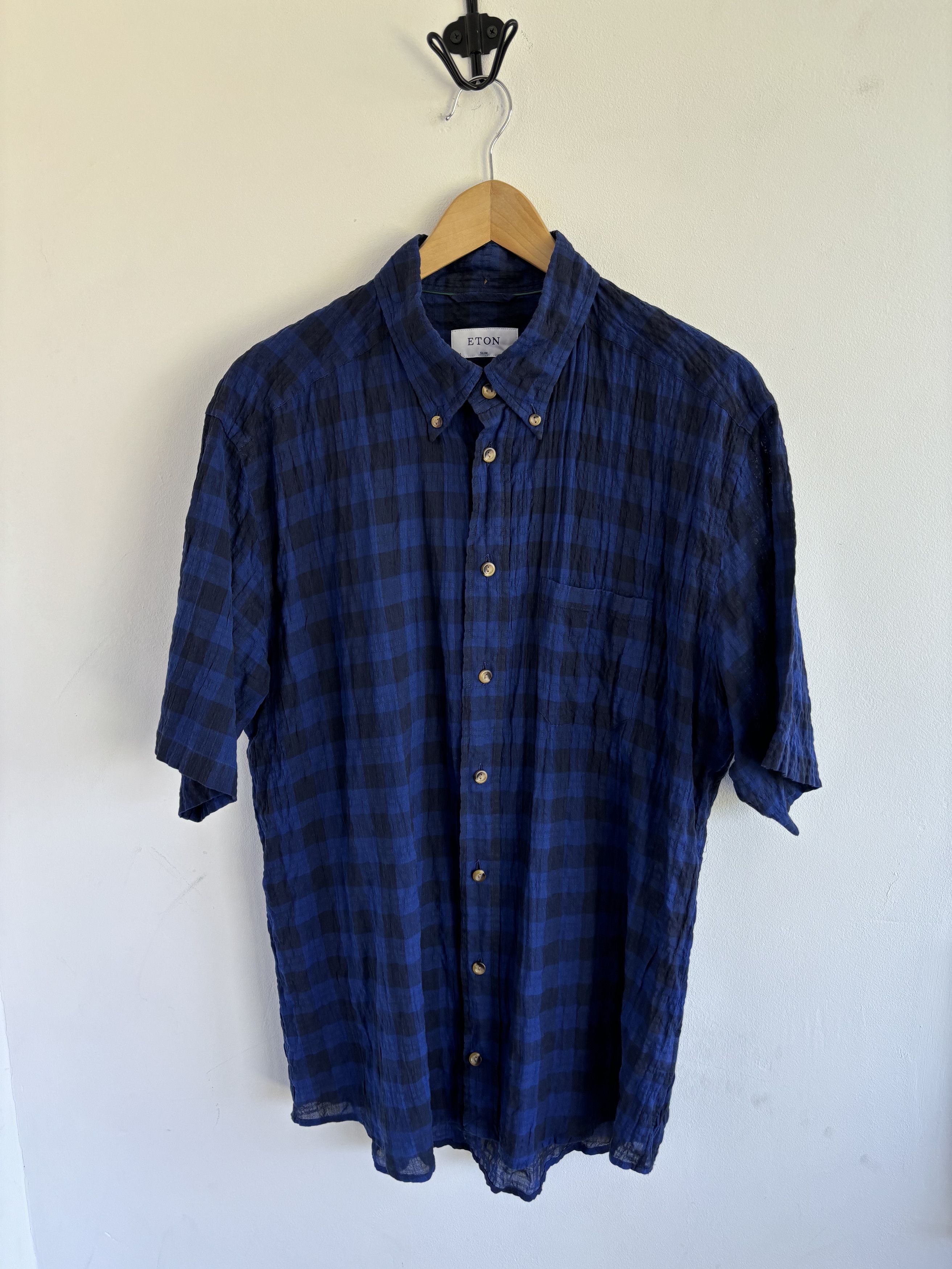 Eton ETON Chested Short Sleeve Shirt Size US XL / EU 56 / 4 - 1 Thumbnail