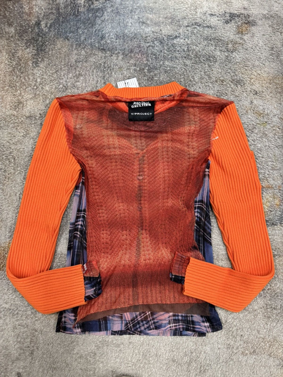 Jean Paul Gaultier × Y/Project Trompe-l'oeil Ruffle Cardigan Top Burnt Orange Size XS / US 0-2 / IT 36-38 - 2 Thumbnail