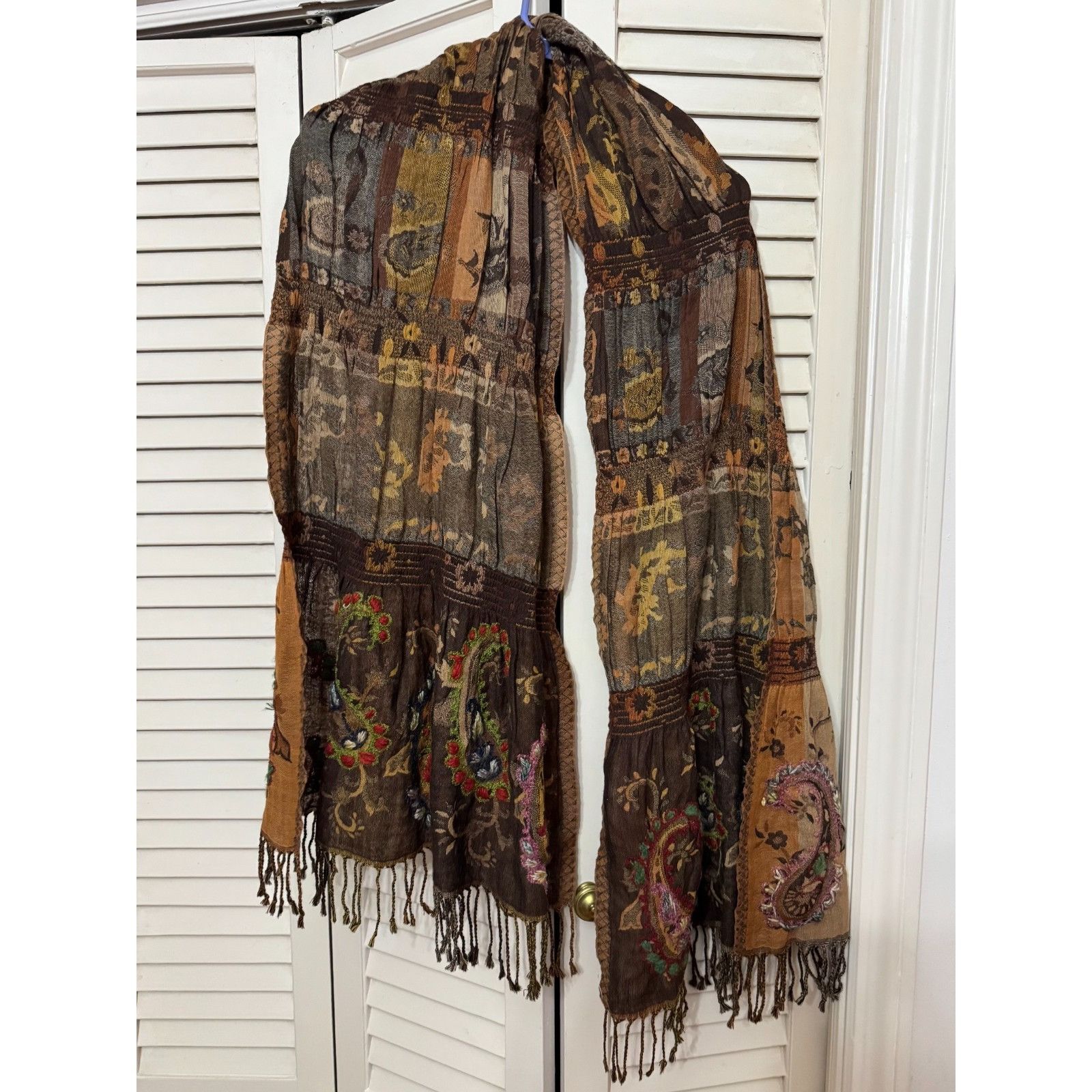 Other Stitched Accent Embroidery Yak & Sheep Wool Blend Scarf Shal Size ONE SIZE - 2 Thumbnail