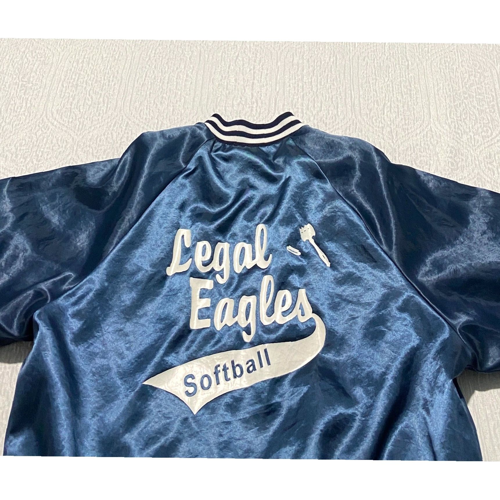 Vintage VINTAGE Cardinal Jacket Main Selling Point: Satin Bomber Navy Blue USA 1996 Softball Baseball Mt Prospect Park District Mens L Size US L / EU 52-54 / 3 - 4 Thumbnail