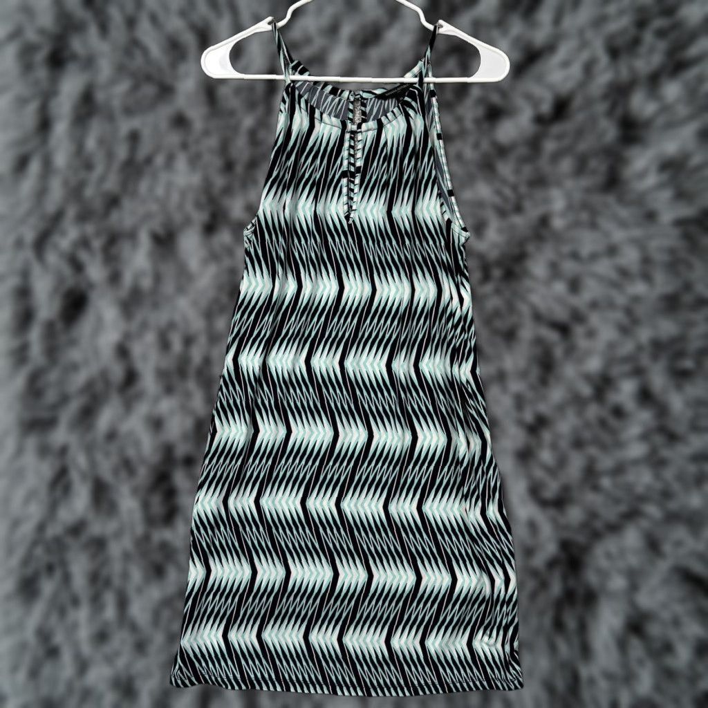 Banana Republic Banana Republic Tank Shift Dress M Green Chevron Halter Geometric Boho Summer Size M / US 6-8 / IT 42-44 - 1 Thumbnail