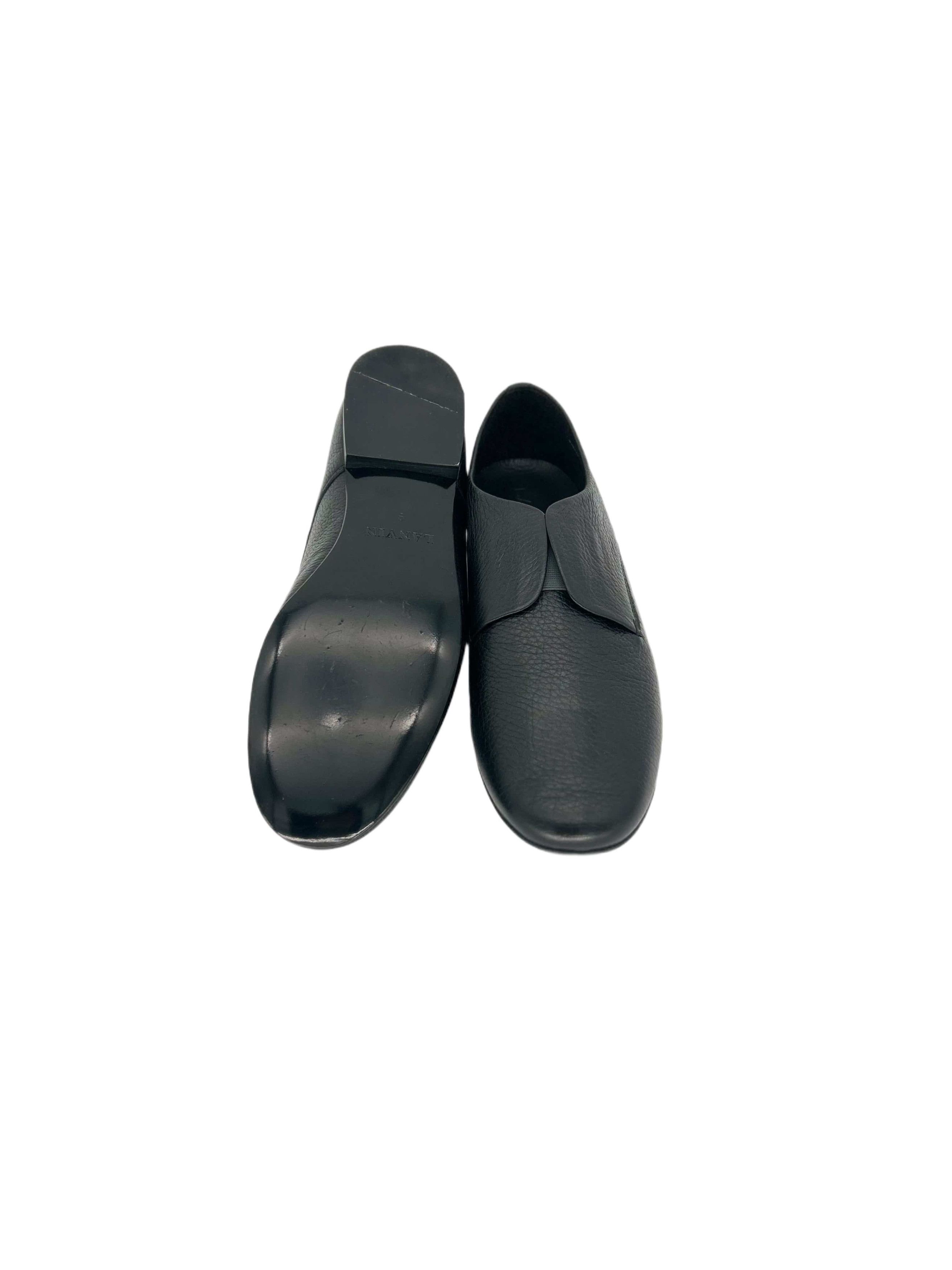 Lanvin Lanvin Black Grain Leather Slip On Derby Style Shoe Size US 6 / EU 39 - 4 Thumbnail