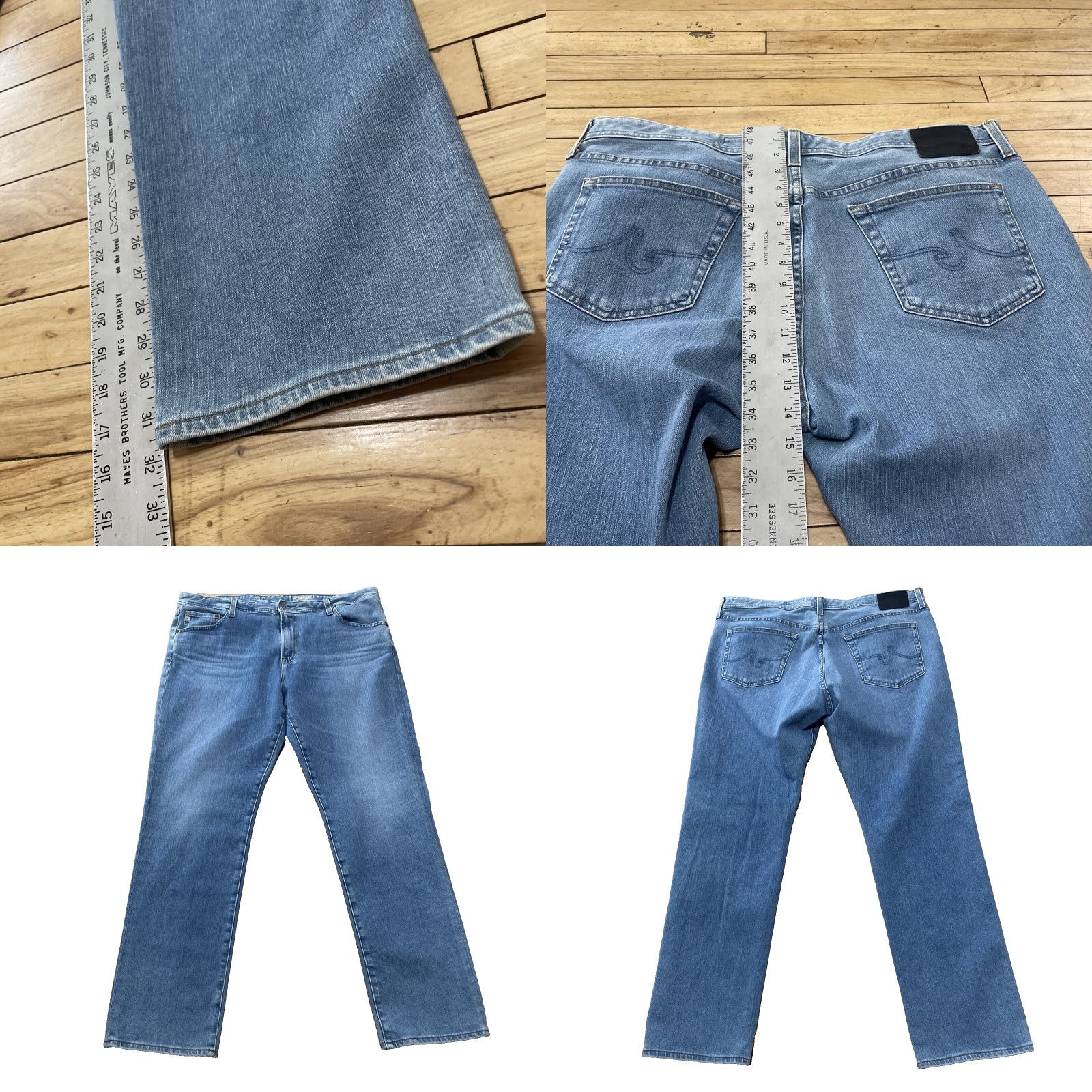 Denime AG Adriano Goldschmied Jeans The Everett Light Blue Grunge Stretch Denim Men 40x32 Regular 5-Pocket City Grunge USA Jeans Size US 40 / EU 56 - 9 Thumbnail