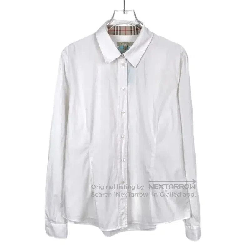 Burberry Burberry White Cotton Women's Long Sleeve Shirt. Size L / US 10 / IT 46 - 1 Thumbnail