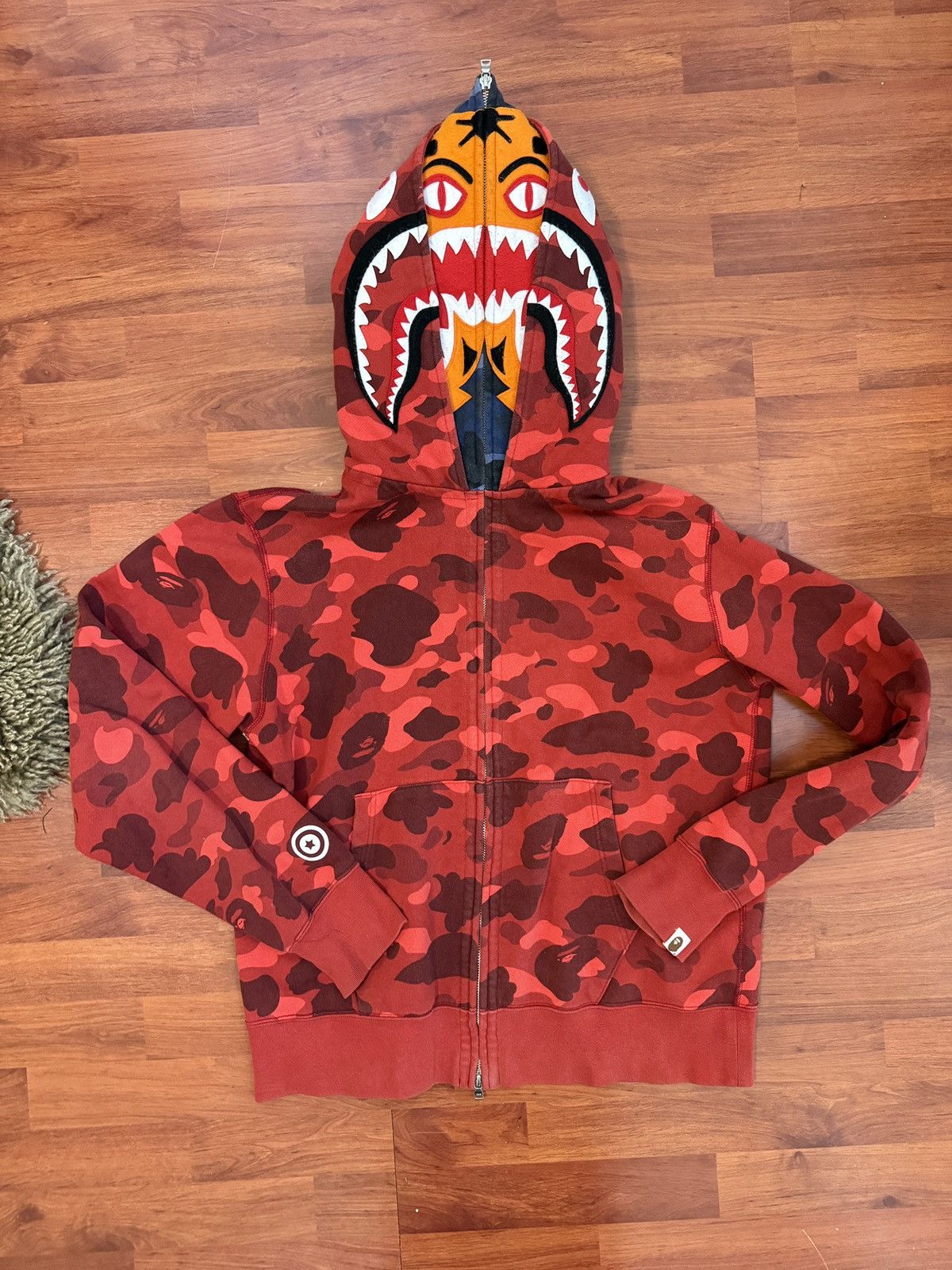Bape Tiger Shark Double Shark Bape Shark Full Zip Hoodie Red Buy