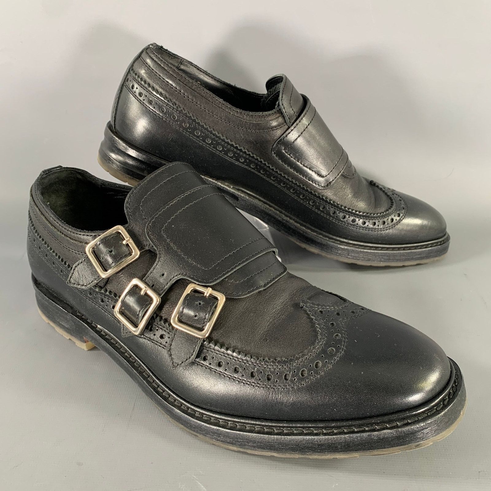 Alexander McQueen ALEXANDER MCQUEEN Size 9 Black Leather Monk Strap Loafers Size US 9 / EU 42 - 1 Thumbnail