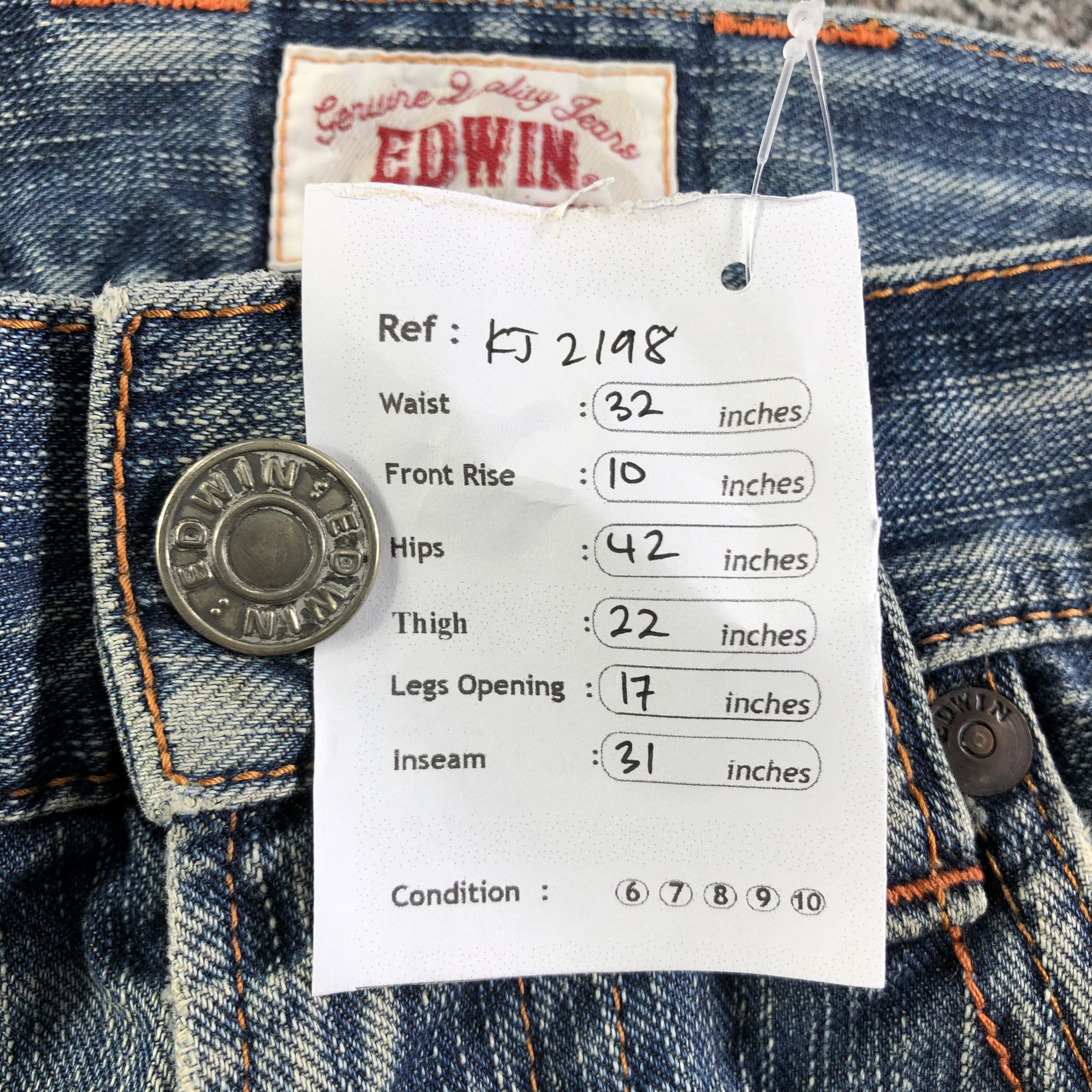 Edwin Vintage Edwin XV Jeans Distressed Denim KJ2198 Size US 30 / EU 46 - 12 Thumbnail