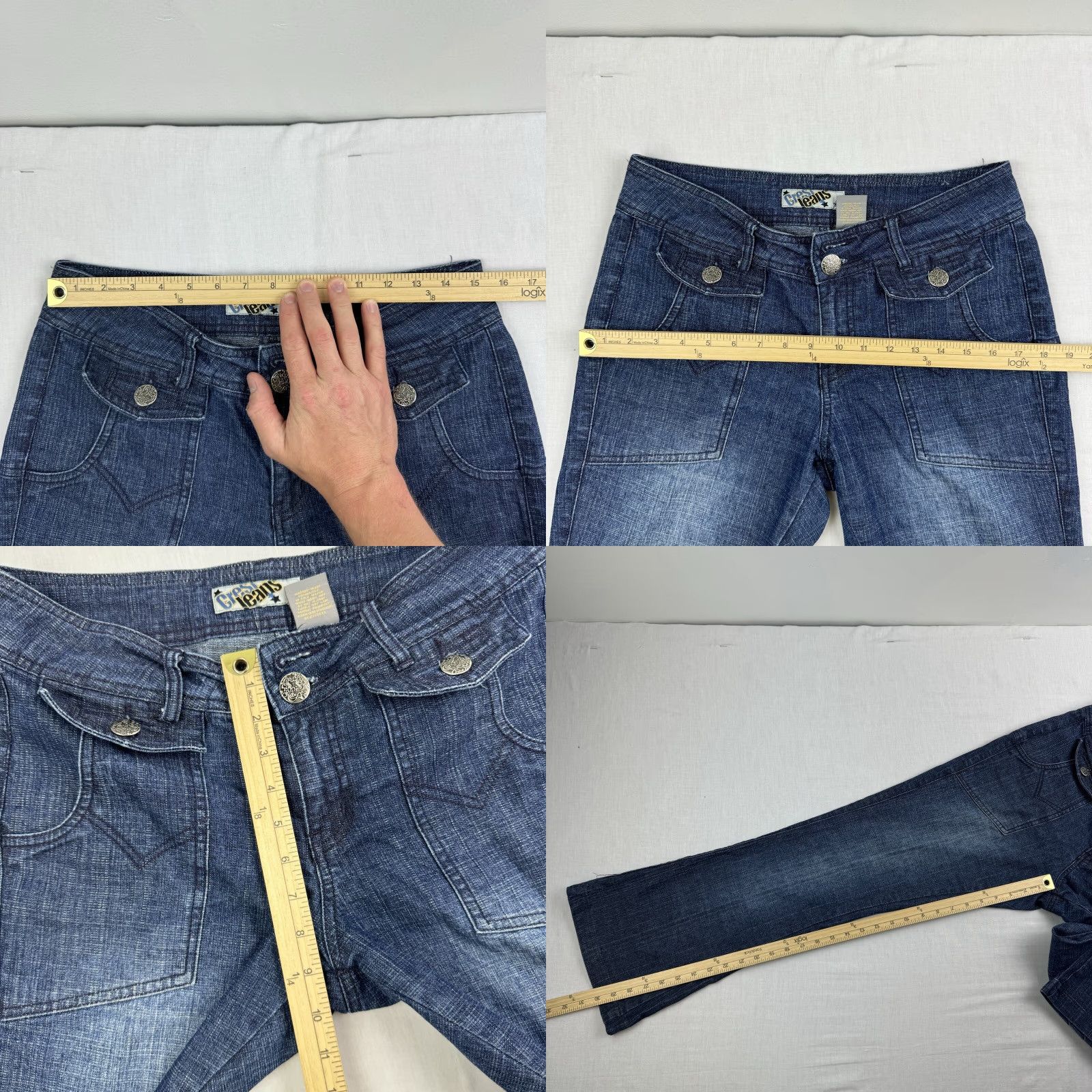 Vintage VINTAGE Crest Jeans Womens 9/10 Blue Flared Grunge Y2K Hipster Lower Waist Jeans Women Size 30" / US 8 / IT 44 - 8 Thumbnail