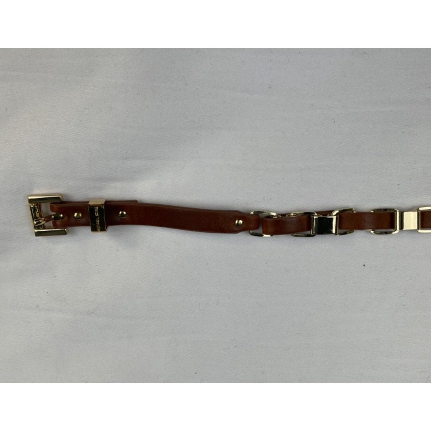 Michael Kors Michael Kors Women's Tan/Gold Chain Link/Leather Belt Size X Size ONE SIZE - 5 Thumbnail