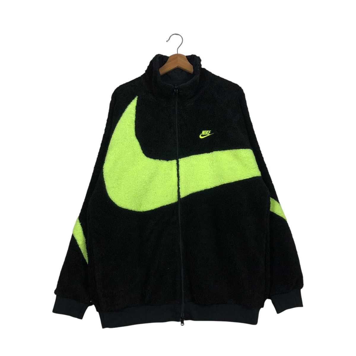 Nike 🔥VINTAGE FLEECE BOMBER JACKET NIKE BIG SWOOSH LOGO Size US XXL / EU 58 / 5 - 3 Thumbnail