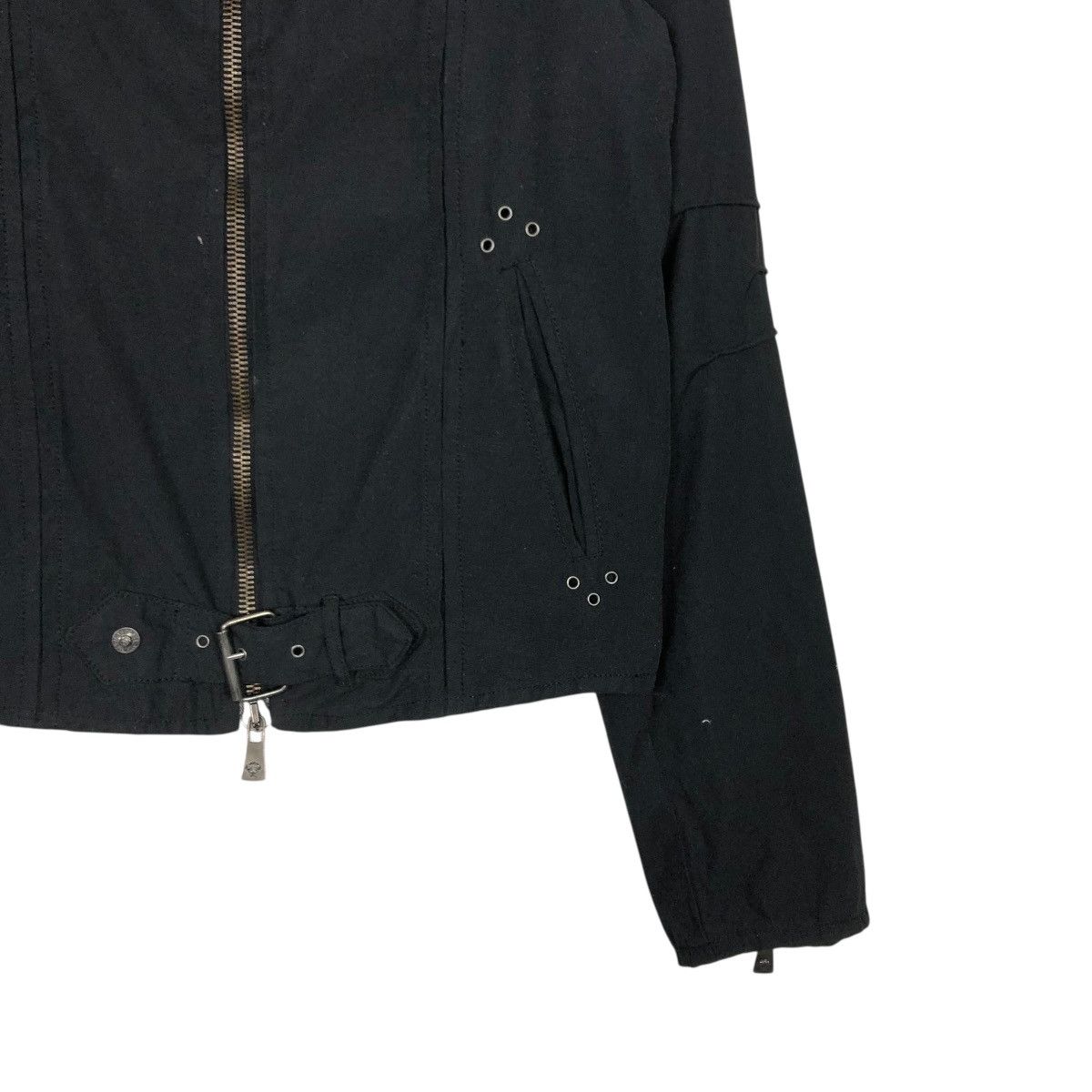Versace Jeans Couture 🔥RICH BLACK CROPPED BIKER JACKET BONDAGE DESIGN VERSACE Size US M / EU 48-50 / 2 - 7 Thumbnail