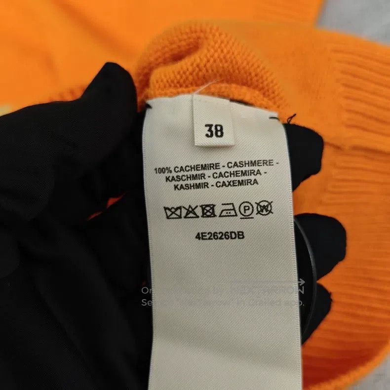 Hermes Hermes Orange Cashmere Knit Jacquard Short Sleeve Size XS / US 0-2 / IT 36-38 - 5 Thumbnail