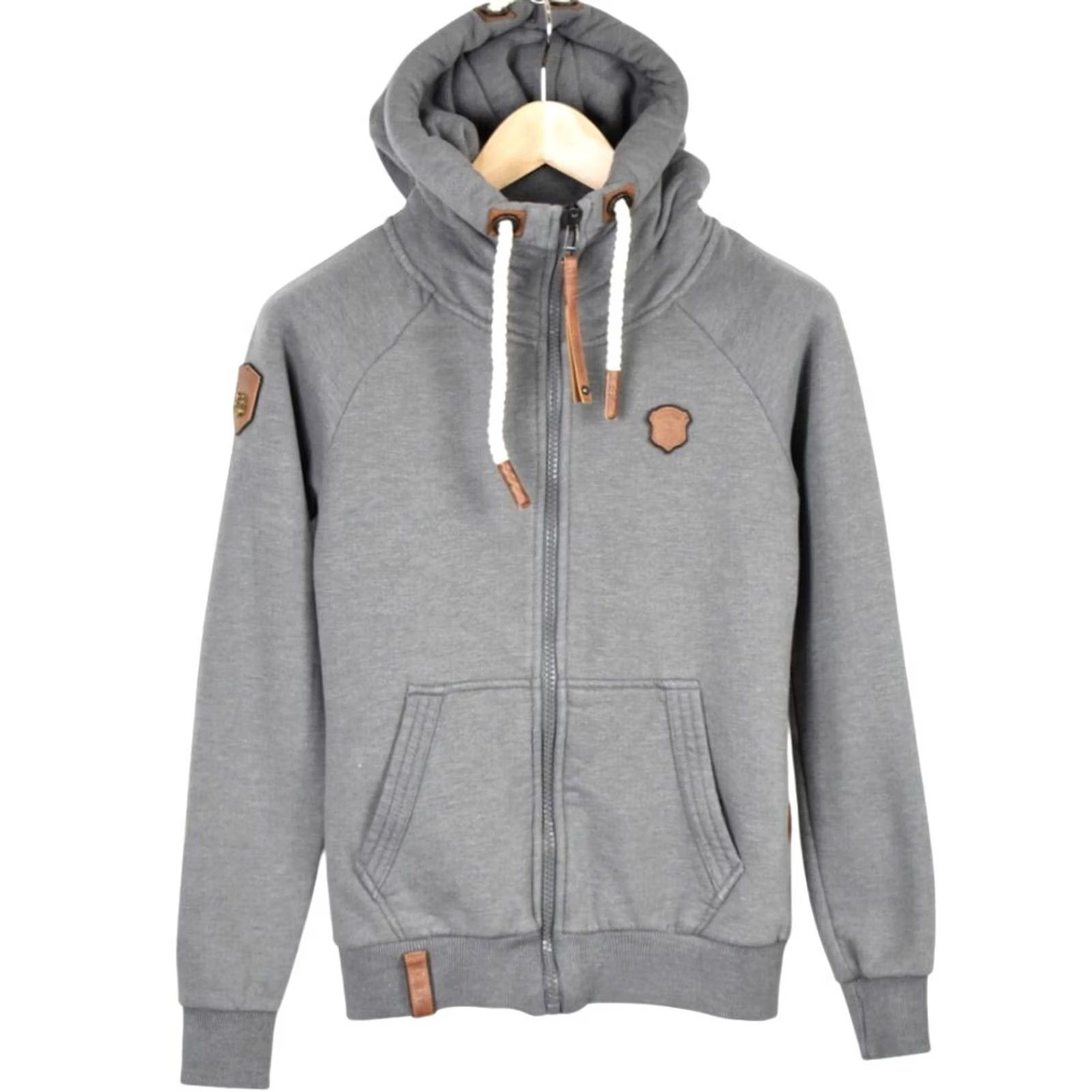 Logo 7 NAKETANO Hoodie XS Grey Melange Full Zip Pockets Logo Women's Size XS / US 0-2 / IT 36-38 - 2 Thumbnail