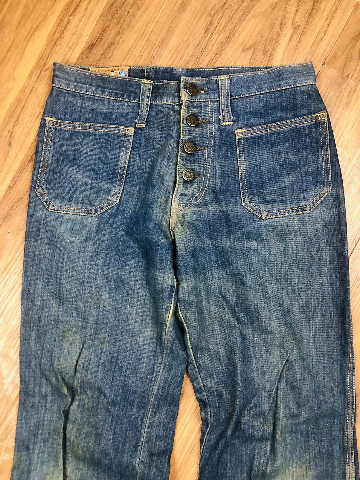 Beauty Beast Rare Vintage Heddon 70s Bell Bottom Flare Jeans (40) Size 32" / US 10 / IT 46 - 3 Thumbnail