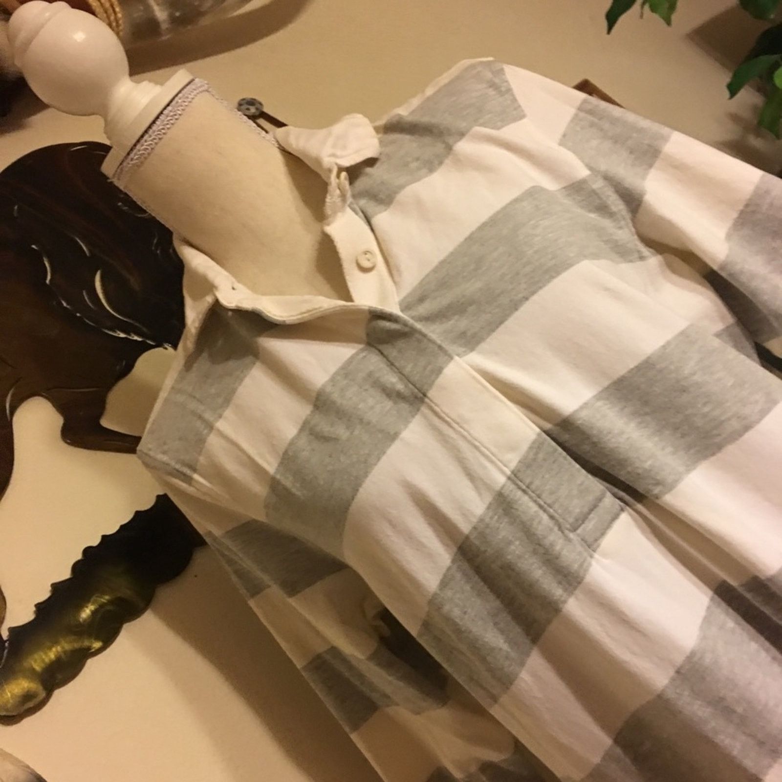 Merona Merona Long Tunic Top/Dress White/Grey NWOT L Size L / US 10 / IT 46 - 2 Thumbnail