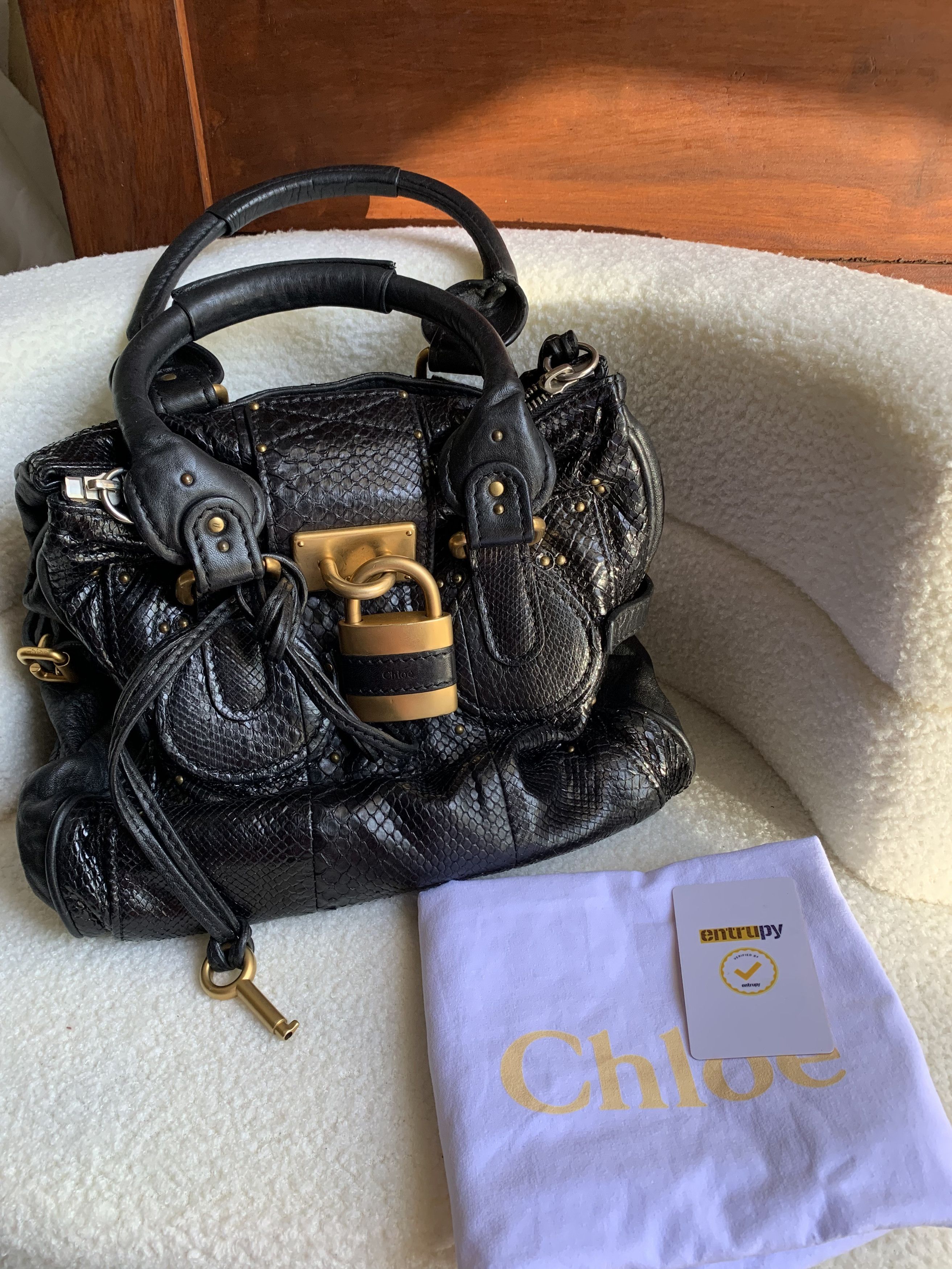 Chloe Authentic Chloe Python Paddington Leather handbag Size ONE SIZE - 1 Thumbnail