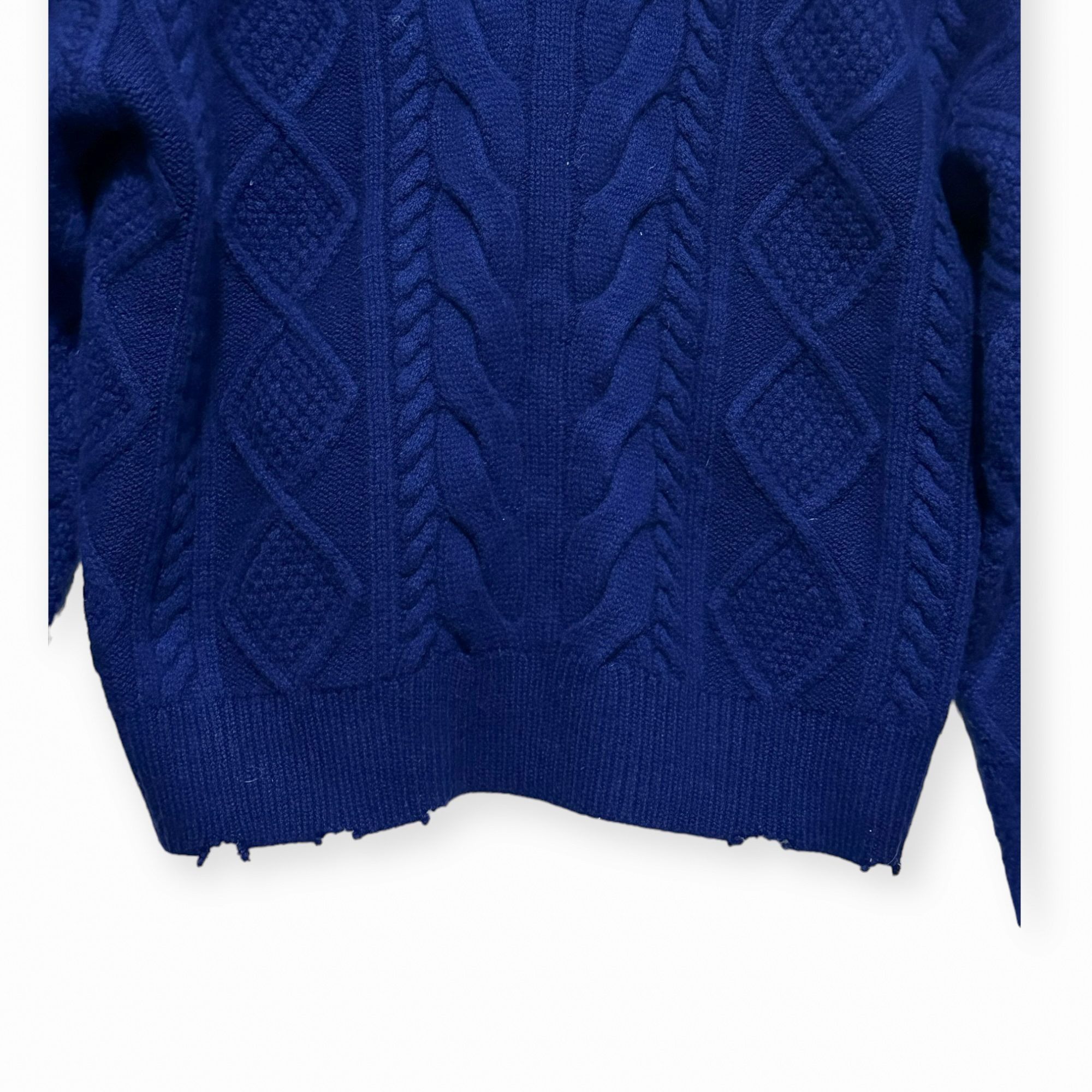 Rta RtA Zane Reverse V-Neck Cable Knit Sweater, Blue, Size S, N Size S / US 4 / IT 40 - 9 Thumbnail