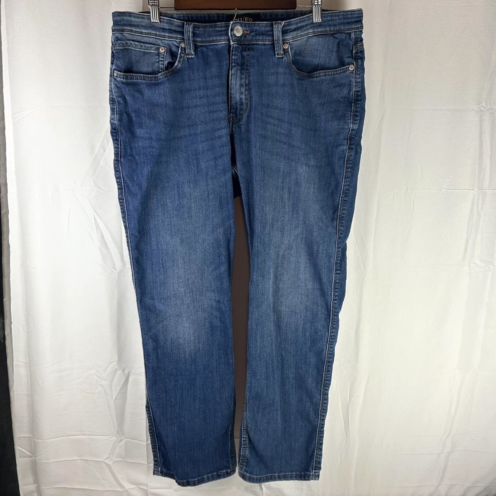 Denime DU/ER L2X Relaxed Taper Jeans Mens 38x29 Blue Medium Wash 5-Pocket Denim Stretch Size US 38 / EU 54 - 2 Thumbnail