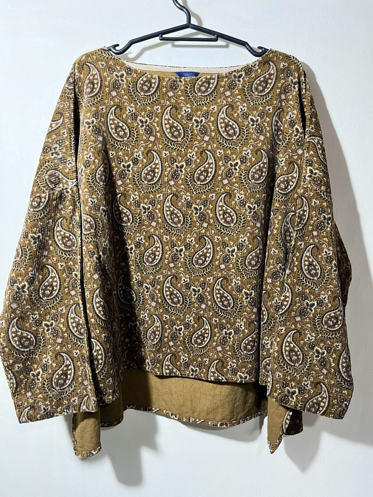 Japanese Brand Ichi Brown Paisley Curdoroy Sweater Size US M / EU 48-50 / 2 - 1 Thumbnail