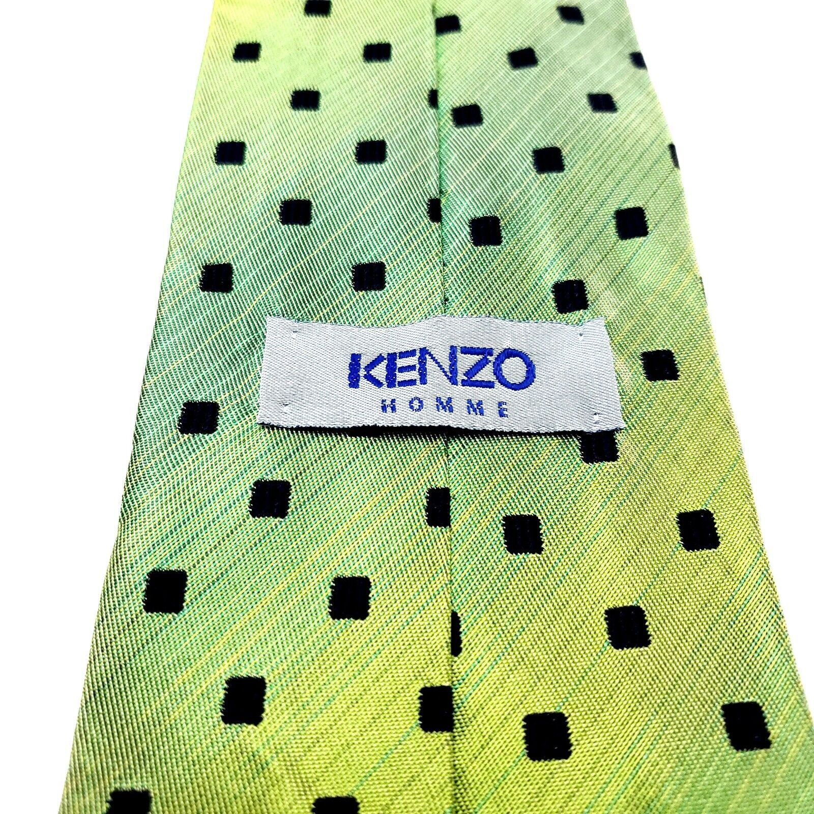 Kenzo Kenzo Homme Green Silk Tie Woven Geometric Size ONE SIZE - 4 Thumbnail