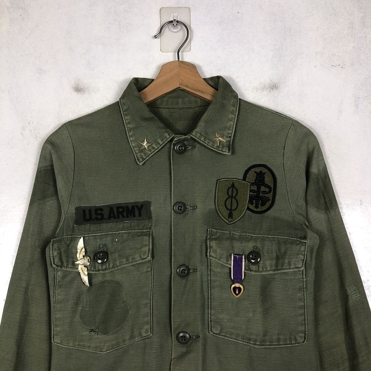 Vintage 📌TRUE VINTAGE 60s OG-07 SHIRT JACKET CHORE MILITARY US ARMY Size US M / EU 48-50 / 2 - 5 Thumbnail