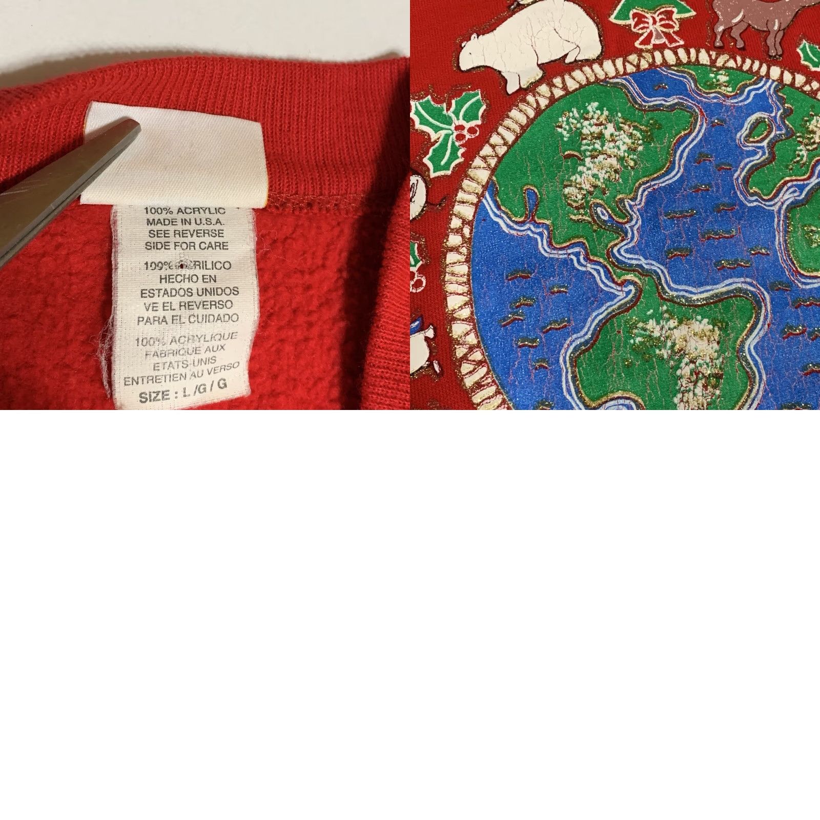 Vintage VINTAGE Holiday Time Christmas Sweatshirt Joy To The World Women’s Large L Red Green Gold Mens Girls Womens Size L / US 10 / IT 46 - 8 Thumbnail