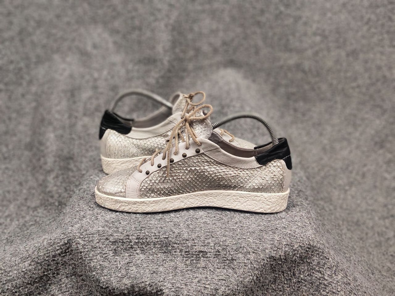 A.S.98 A.S.98 Airstep Design Silver Leather Low Top Lace Sneakers Size US 9 / IT 39 - 14 Thumbnail