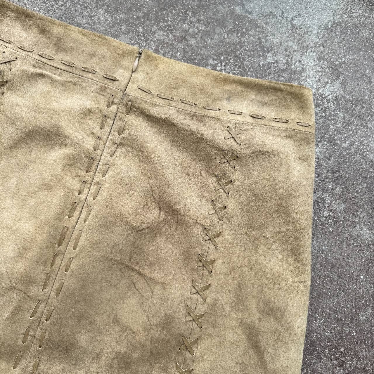 Hysteric Glamour × Vintage Morgan De Toi Vintage 2000's Y2K Suede Leather Midi Skirt Size 29" - 11 Thumbnail