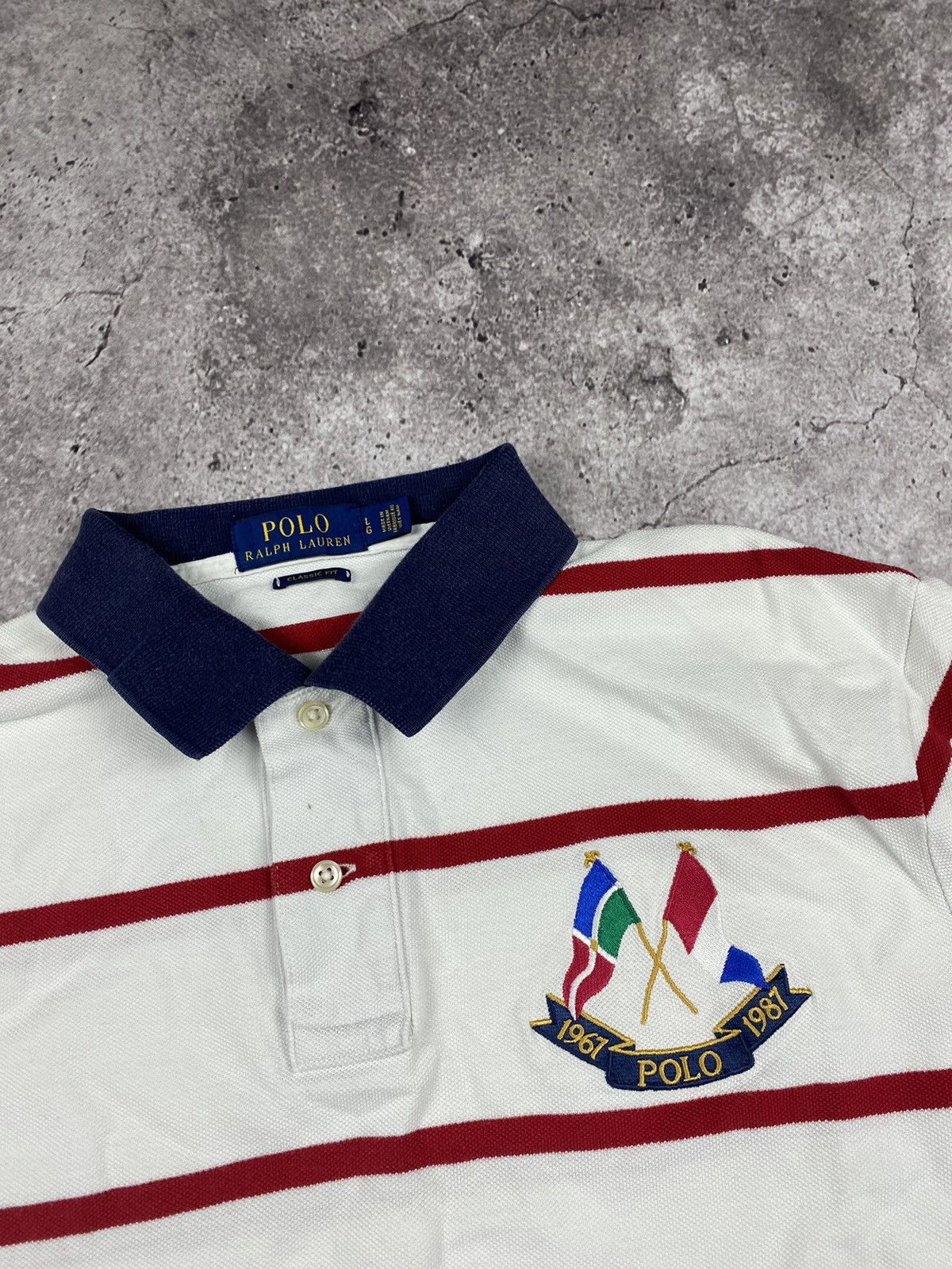 Polo Ralph Lauren × Vintage Polo Ralph Lauren vintage Y2K cross flags striped polo shirt Size US L / EU 52-54 / 3 - 3 Thumbnail
