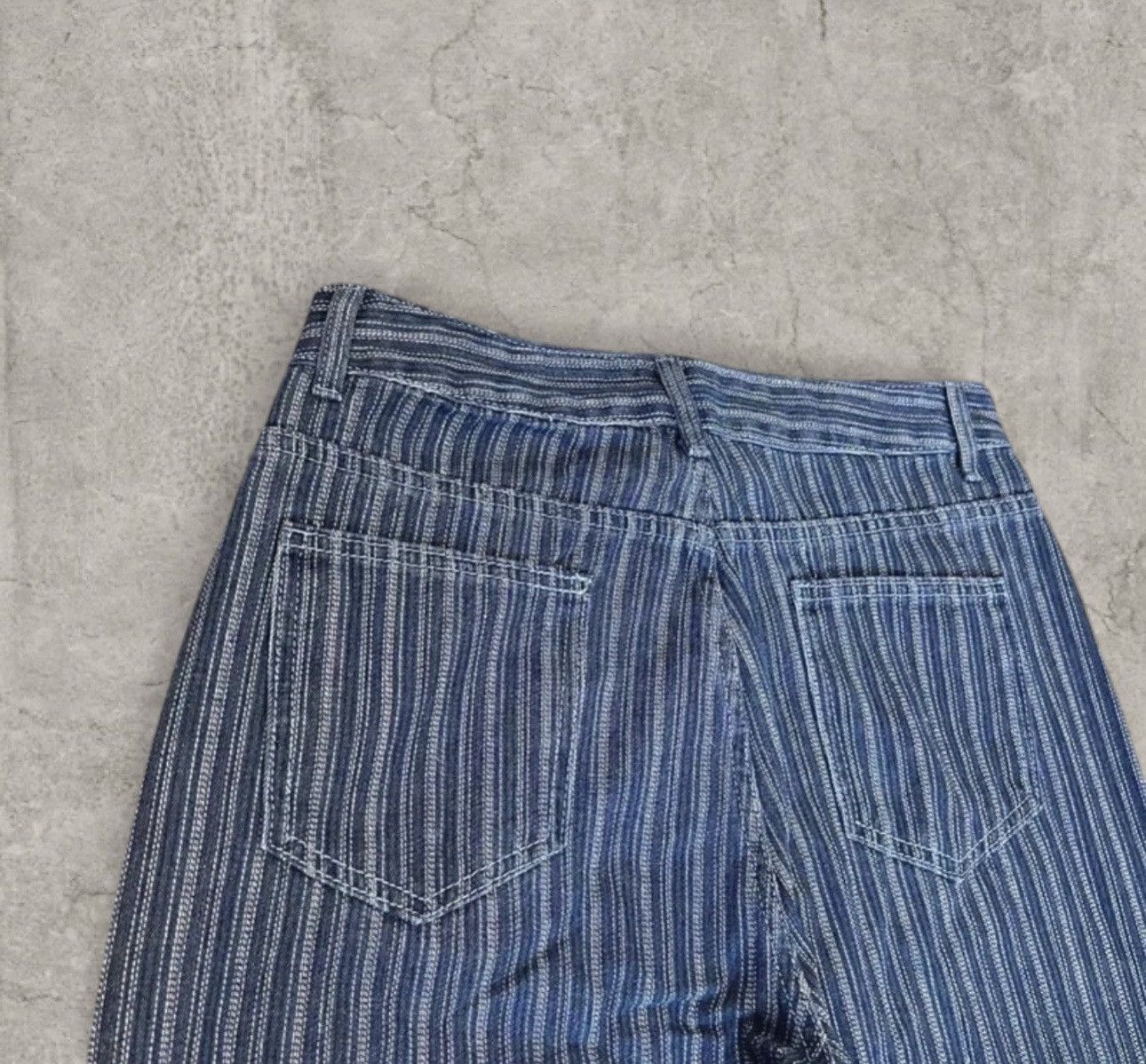 Japanese Brand Cool wide leg Japanese style jeans in striped blue. Size M Size US 32 / EU 48 - 5 Thumbnail