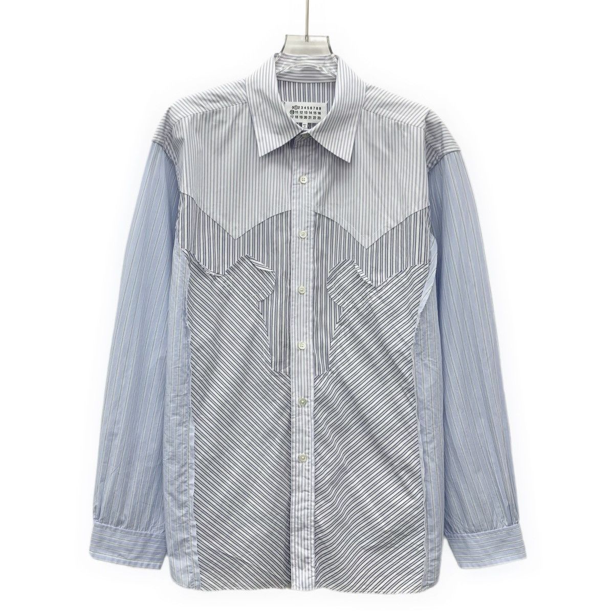 Maison Margiela Maison Margiela Light Blue Striped Long Sleeve Shirt K26WX Size US S / EU 44-46 / 1 - 1 Thumbnail
