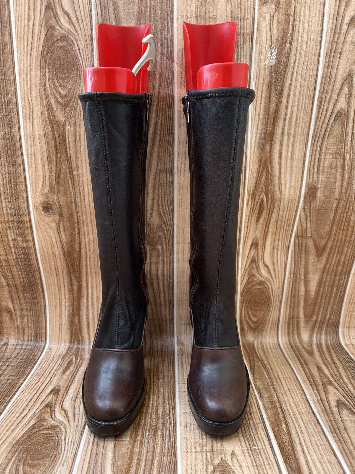 Prada × Vintage FW Fall 2006 Runway Brown Leather Sock Boots Size US 6 / IT 36 - 6 Thumbnail