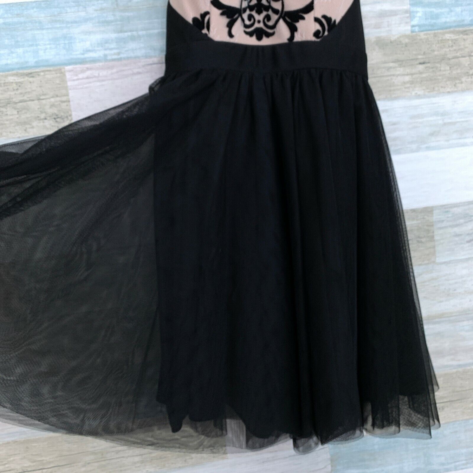 Other Blondie Nites Lace Tulle Halter Fit Flare Dress Black Nude 3 Size XS / US 0-2 / IT 36-38 - 3 Thumbnail