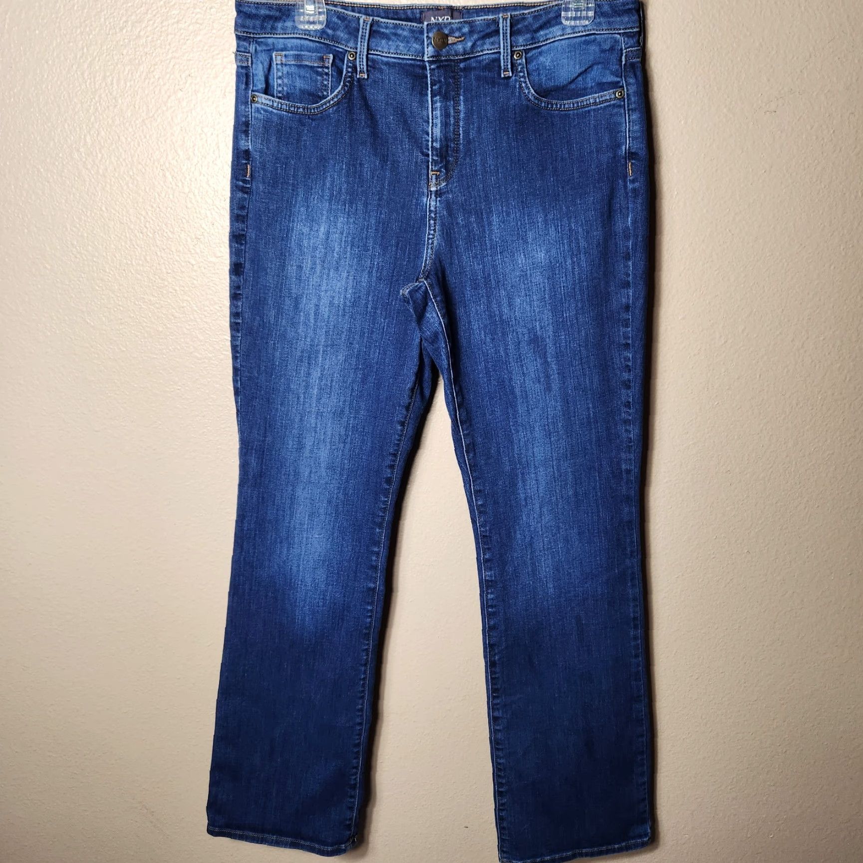 NYDJ NYDJ Barbara Bootcut Lift Tuck High Rise Jeans-Size 10 Womens Blue Denim Stretch Pockets Shaping Regular Rise Hairline? Size 32" / US 10 / IT 46 - 2 Thumbnail