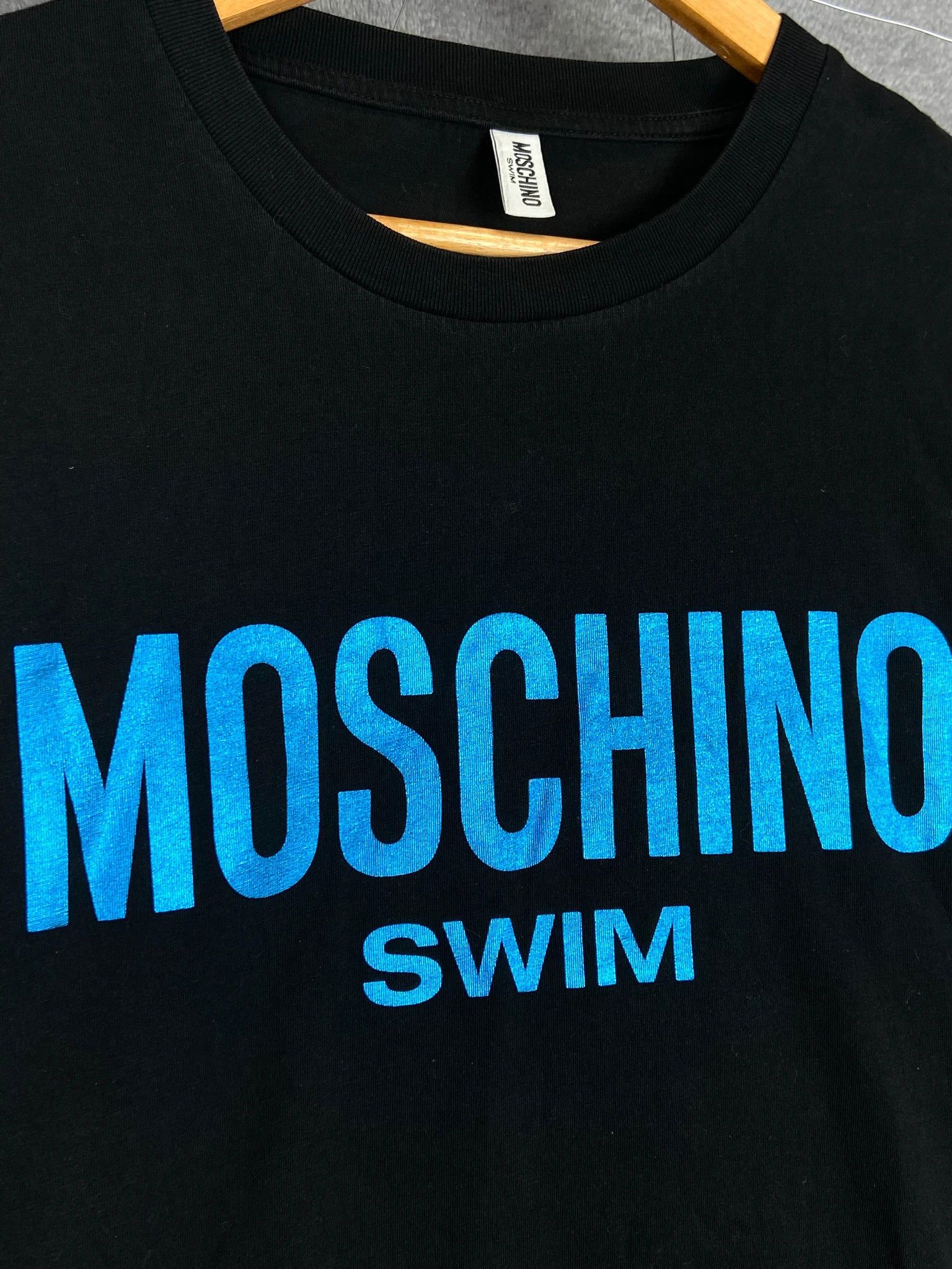 Moschino Moschino Swim Black Tee – Bold Blue Logo (L) Size US L / EU 52-54 / 3 - 2 Thumbnail