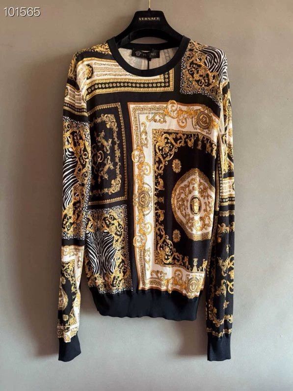Versace Versace Stitched Medusa gold chain mulberry silk knit Size US L / EU 52-54 / 3 - 1 Thumbnail