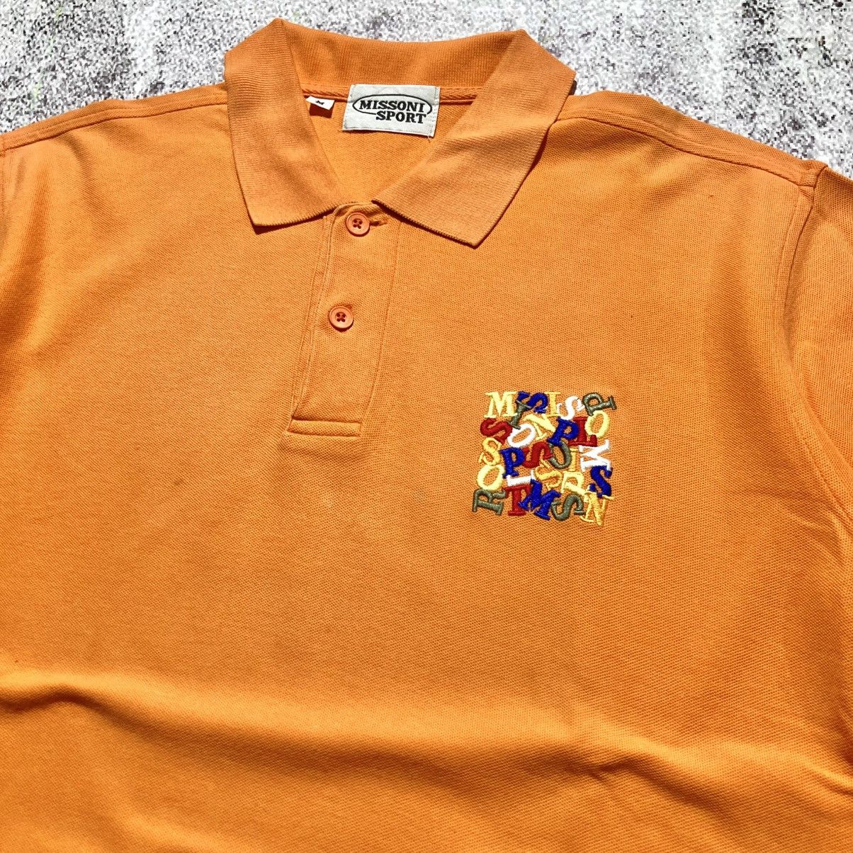Missoni 1990s Vintage Missoni Sport Spellout Logo Polo Tshirt Orange Size US L / EU 52-54 / 3 - 3 Thumbnail