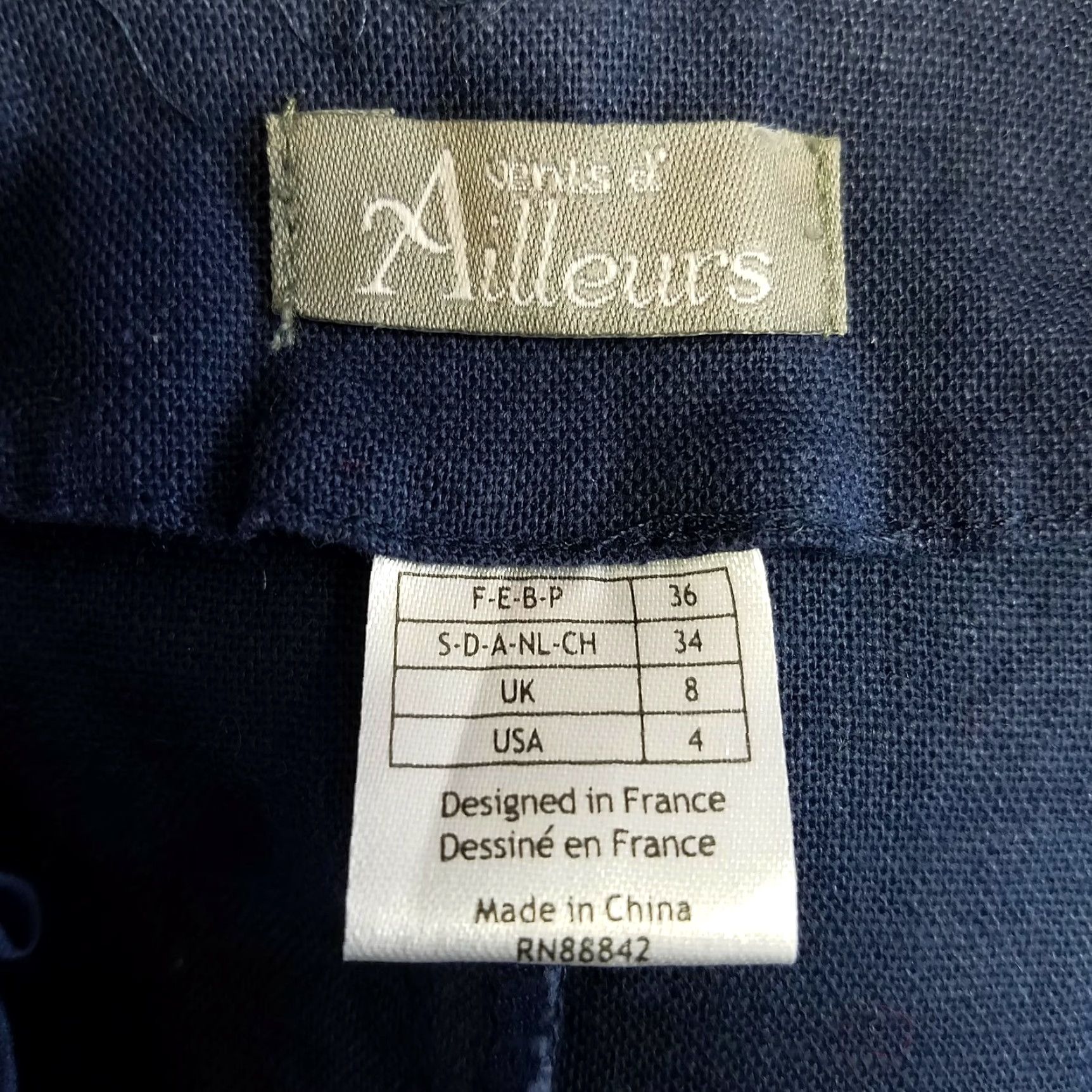 Vintage Vents D'Ailleurs Blazer Womens Jacket Floral Linen Blend Blue Size 4 Size S / US 4 / IT 40 - 5 Thumbnail