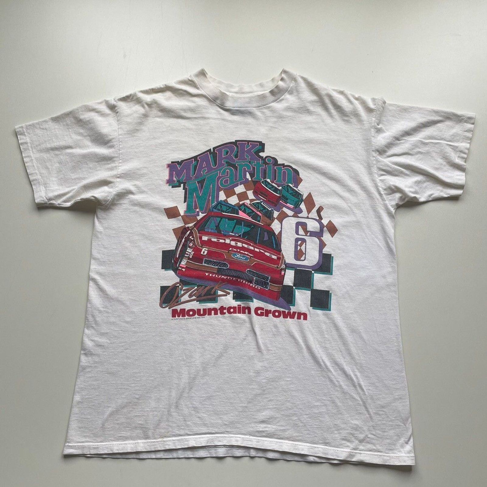 NASCAR Vintage 90s Nascar Racing Mark Martin T Shirt XL White Rare Size US XL / EU 56 / 4 - 1 Thumbnail
