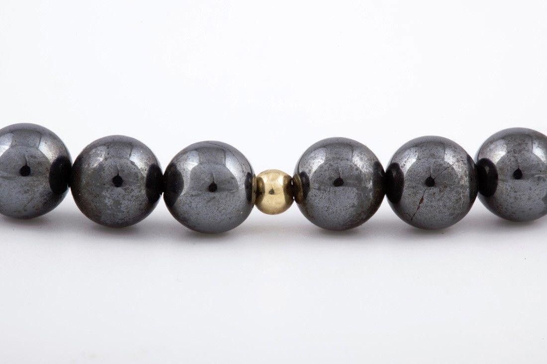 Designer Hematite Bead and 14 kt Gold Bead Necklace Size ONE SIZE - 2 Thumbnail