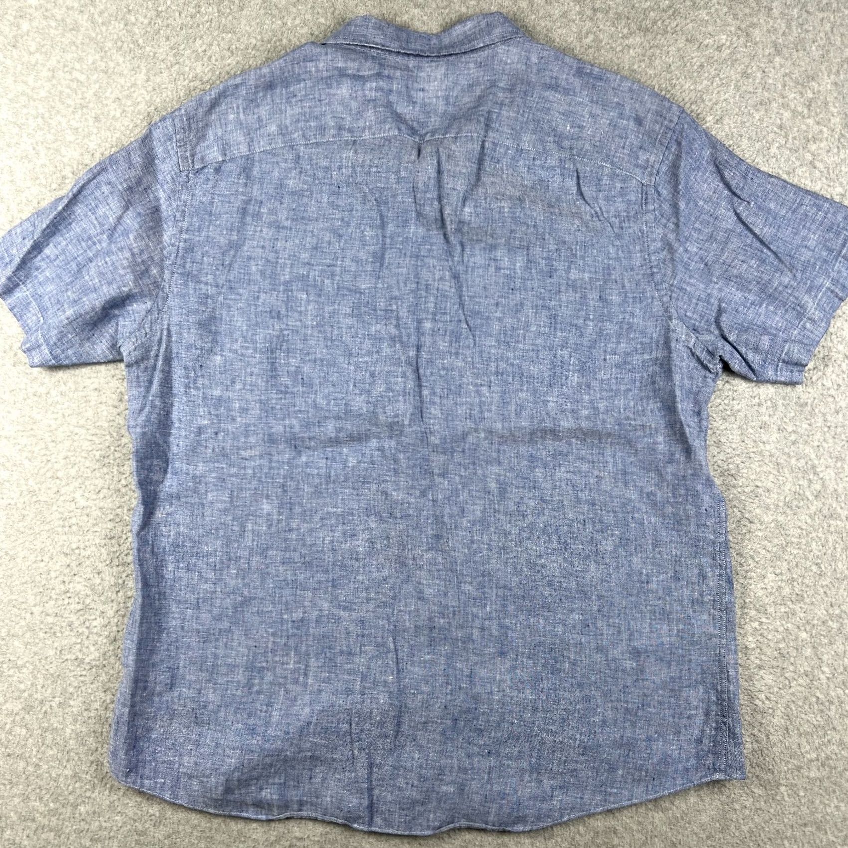 UNTUCKit UNTUCKit Shirt Button XL Slim Blue Lightweight Linen Short Sleeve Size US XL / EU 56 / 4 - 2 Thumbnail